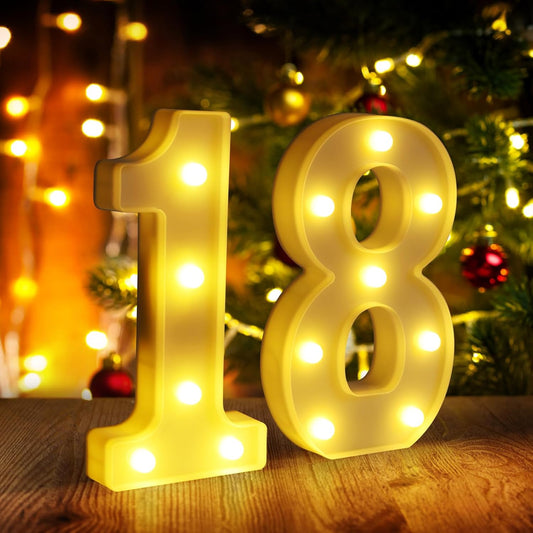 18th Birthday Decorations for Girls and Boys,Happy 18th Birthday Decorations for Men Centerpieces Table,18 Light Up Numbers Sign Led for Party Backdrop Wall Decor for Wedding Anniversary Home