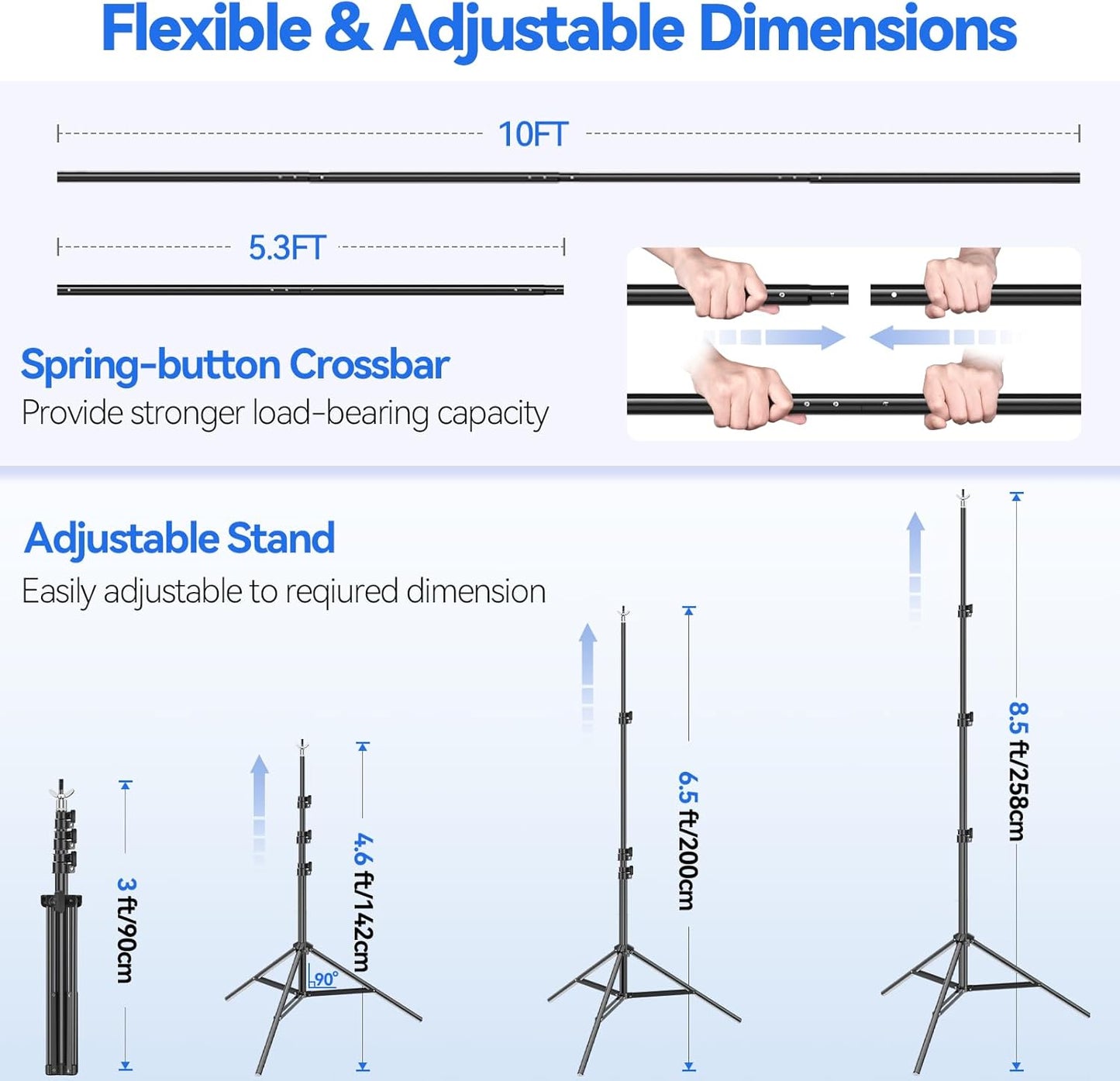 EMART Photo Video Studio 8.5 x 10ft Green Screen Backdrop Stand Kit, Photography Background Support System with 10 x12ft 100% Cotton Muslin Chromakey Curtain