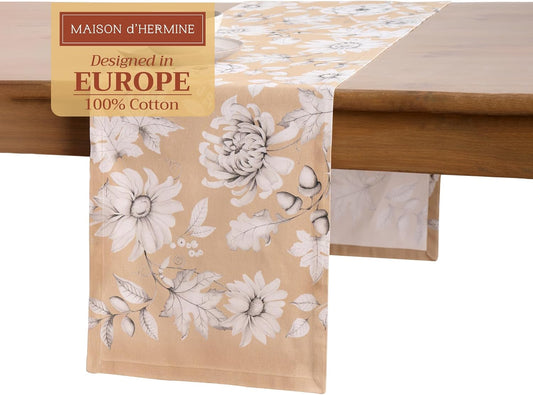 Maison d' Hermine Table Runner 100% Cotton Single Layer Table Runners 72 inches Long for Thanksgiving Christmas Decorations Home Kitchen Dining Party Wedding (Pretty Autumn, 14.5" x 72")