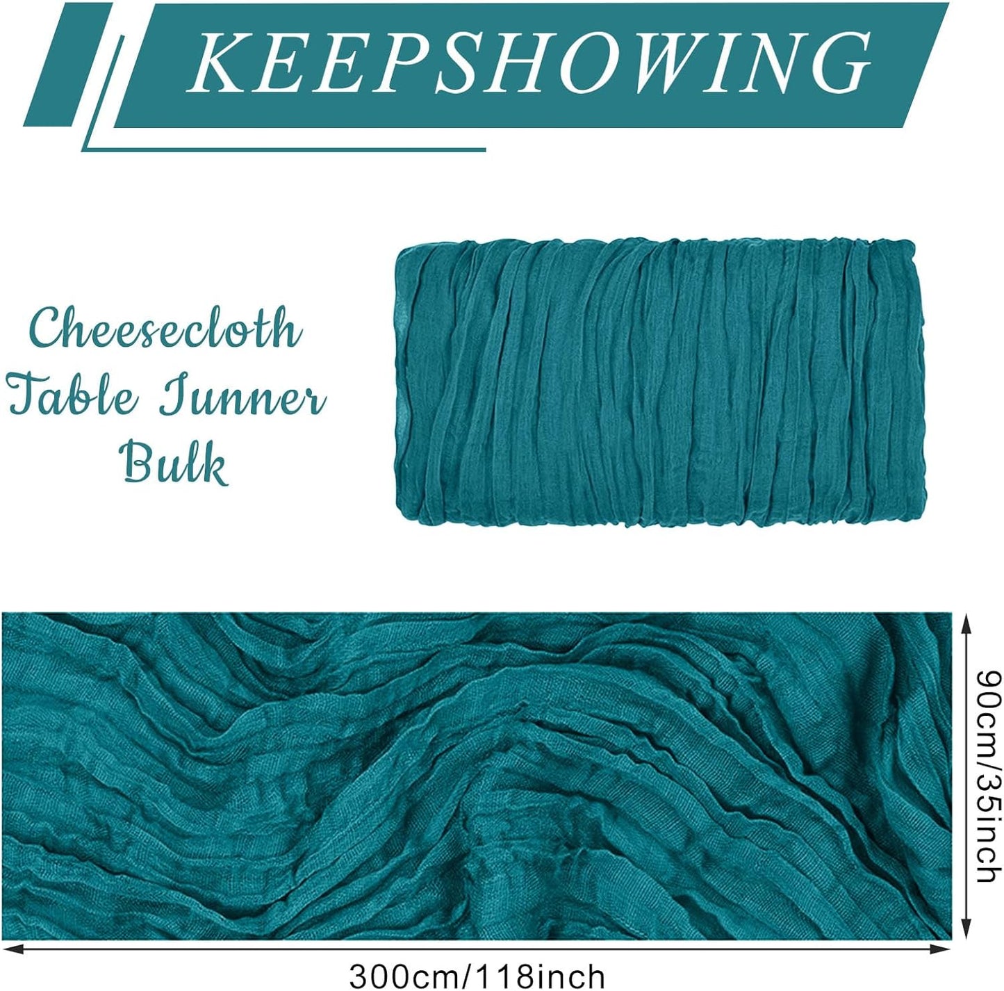 1 Pack Cheesecloth Table Runner 10Ft Christmas Gauze Boho Table Runners for Wedding Decor Bridal Shower Decorations Baby Shower Party(35" x 120")