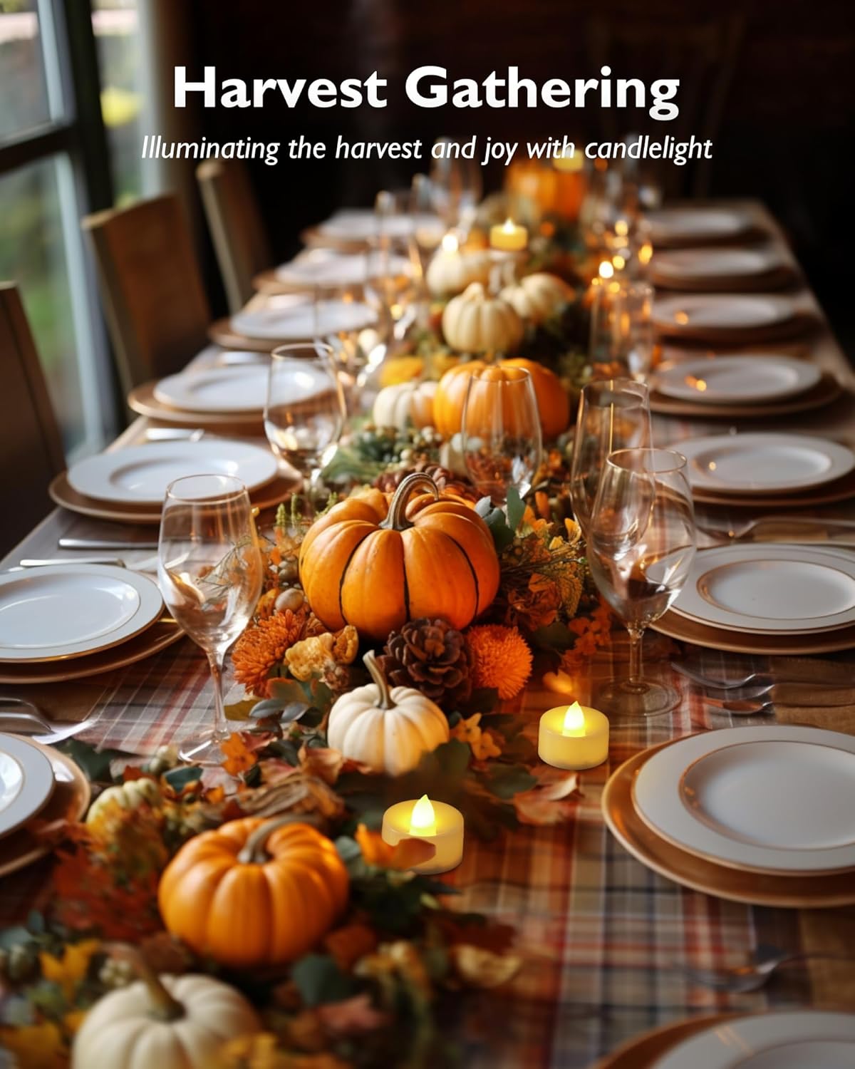 Homemory 12-Pack Flameless LED Tea Lights Candles Battery Operated, 200+Hour Fake Electric Candles TeaLights for Votive, Halloween, Ofrenda, Diya, Wedding Centerpiece Table Decor, Funeral, Christmas