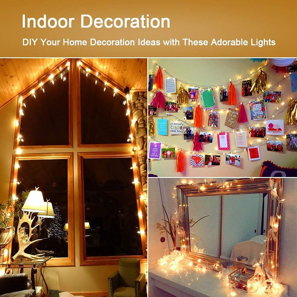 PhilzOps Christmas String Lights, 69.6ft 300Ct White Christmas Tree Lights Connectable, 120V UL Certified Incandescent Warm String Lights, White Wire Xmas Lights for Home Wedding Party, Warm White