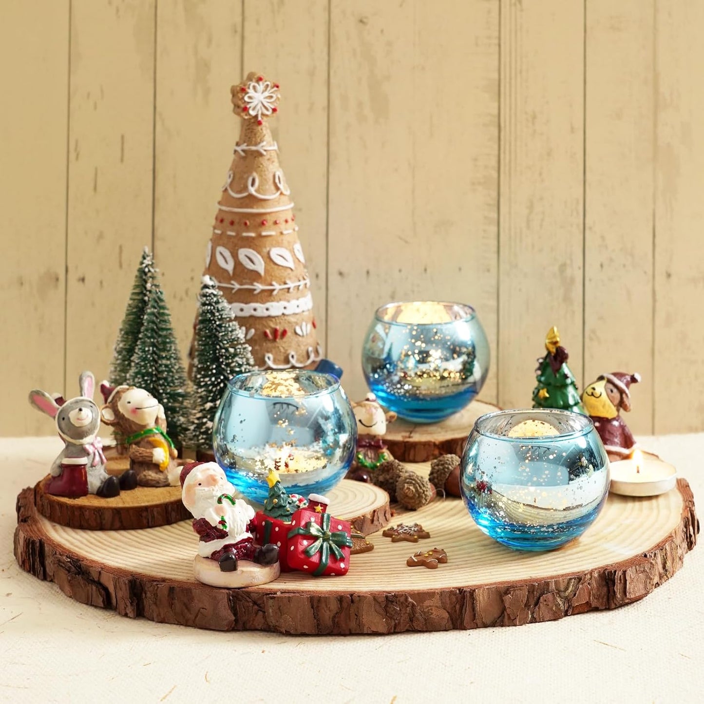 Homemory 24 Pcs Blue Votive Candle Holders, Round Mercury Glass Candle Holder, Tealight Candle Holders for Table Centerpieces, Baby Showe, Anniversary, Wedding, Home Decor, Halloween, Christmas