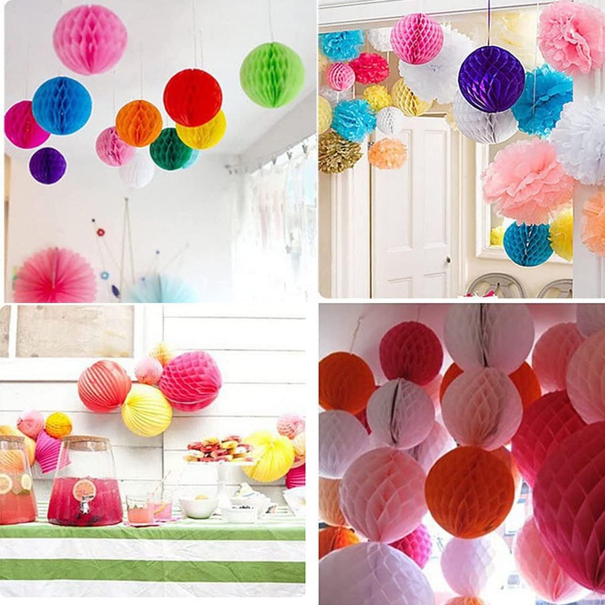 12pcs Party Honeycomb Balls Decorations - 4'' 8'' 10'' Honeycomb Tissue Pom Balls for Baby Shower, Birthday, Wedding & Nursery Wall Decor (Green)