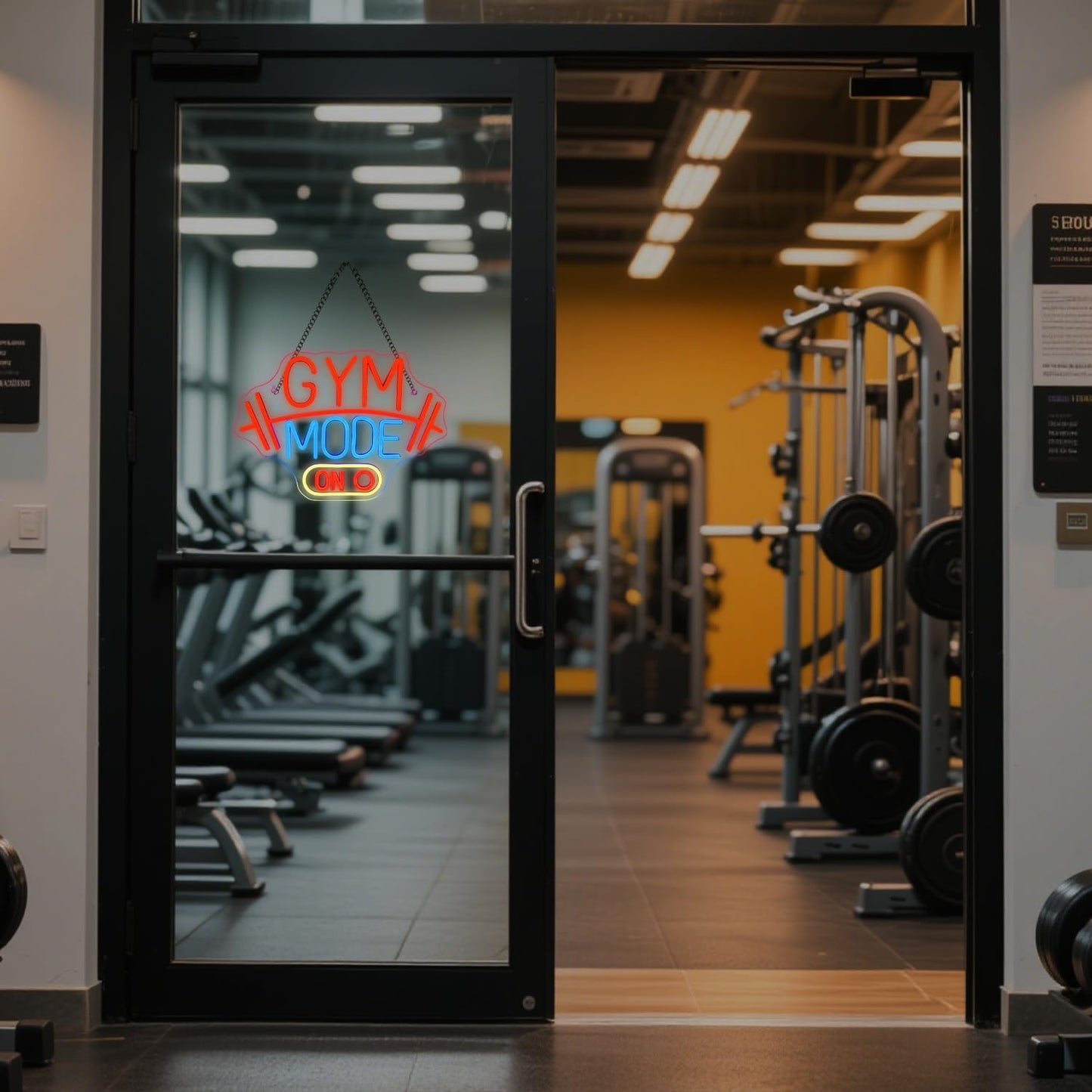 Lucunstar Gym Mode Neon Sign,Red LED Neon Light for Wall Decor,Dimmable Switch USB Powered with LED Lights for Bussness Man Cave,Dumbbell Gym Club Decor