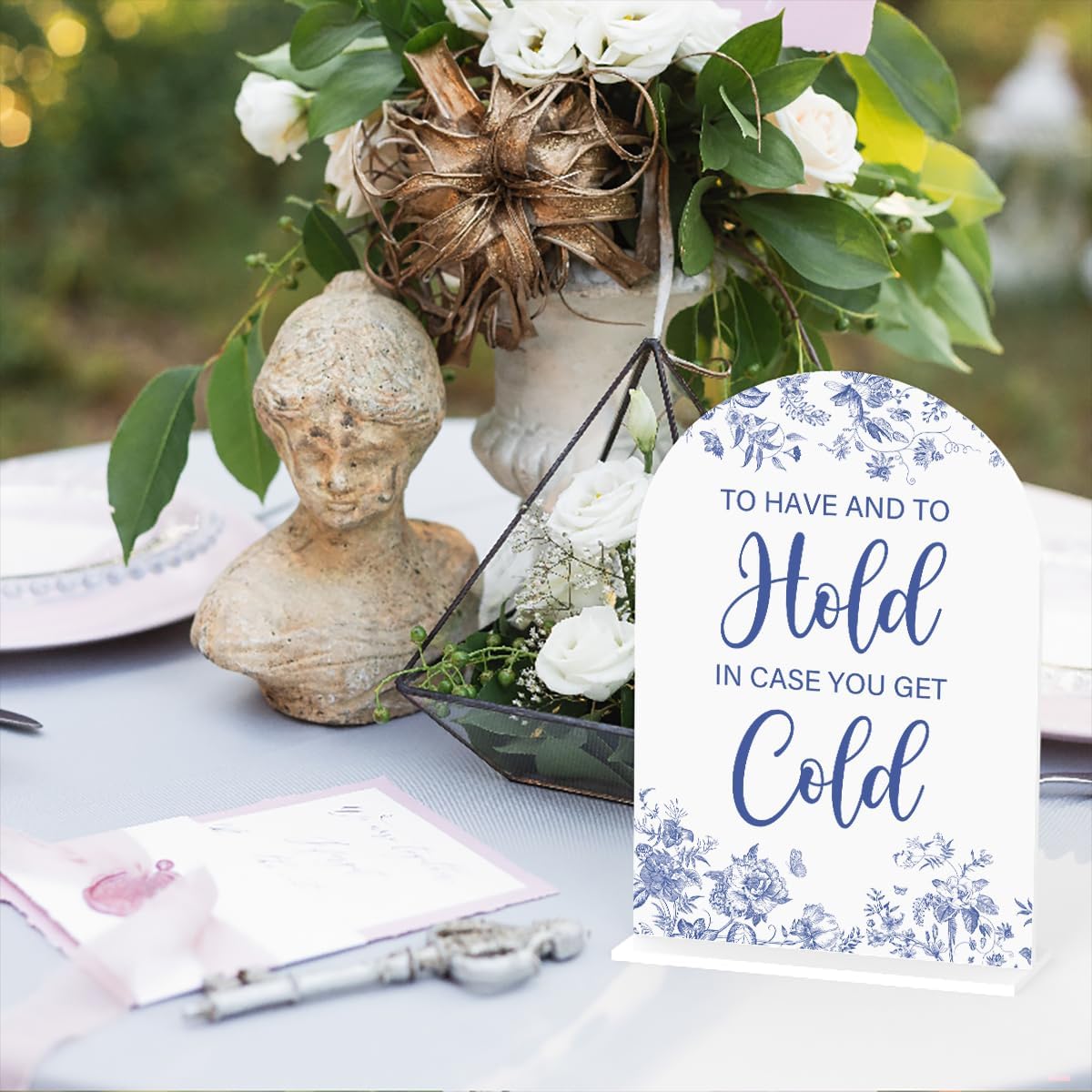 Acrylic Wedding Signs, Dusty Blue Wedding Decor, Blue Weddings Decor, To Have And To Hold Signs for Reception, Modern Calligraphy Arch Acrylic Table Top Sign for Weddings Parties Dinners (White)