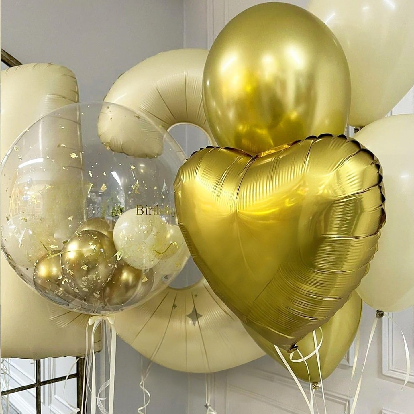 Gold Heart Balloons,12Pcs 18 Inch Metallic Gold Foil Love Heart Shaped Balloons for Birthday Party Wedding Engagement Anniversary Graduation Celebration Baby Shower Valentines Day Decorations