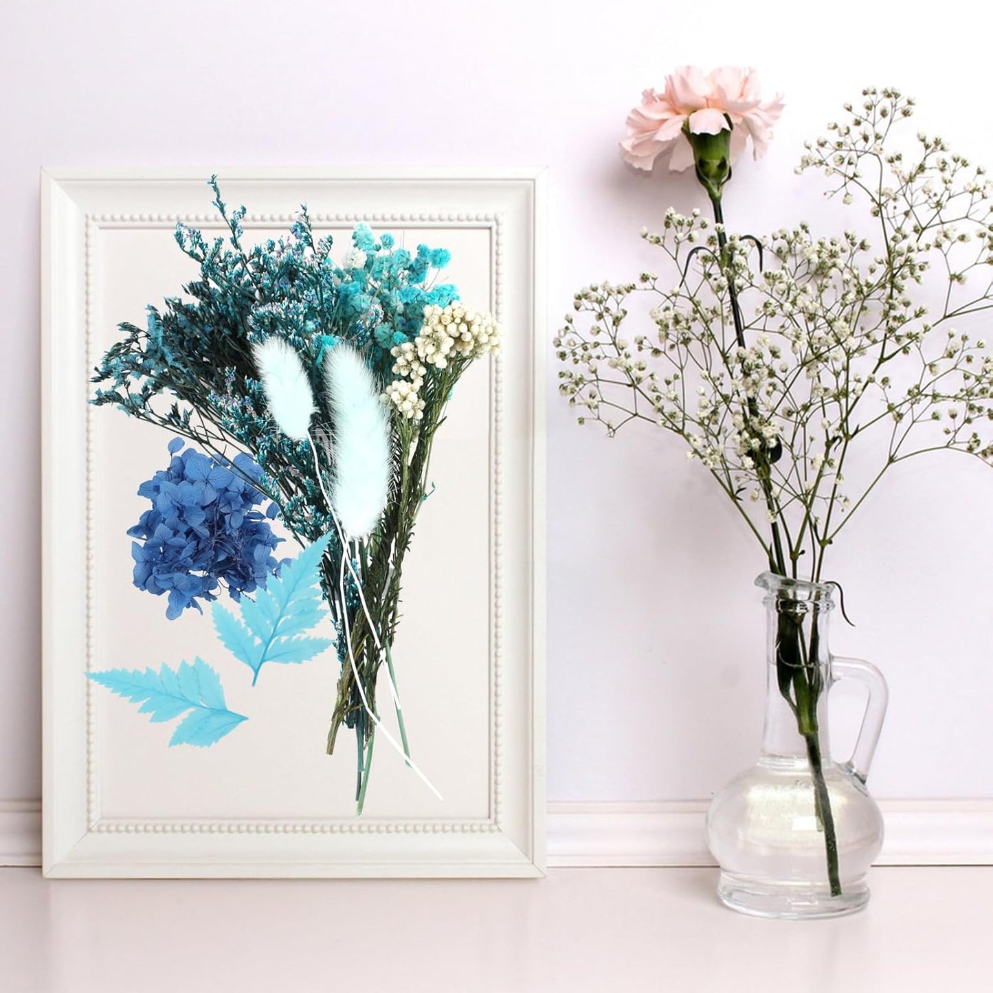 Dried Flowers,Dried Flowers Set for DIY Scrapbook Accessories Flower Arrangements Flower Decoration Wedding Decoration(Blue)