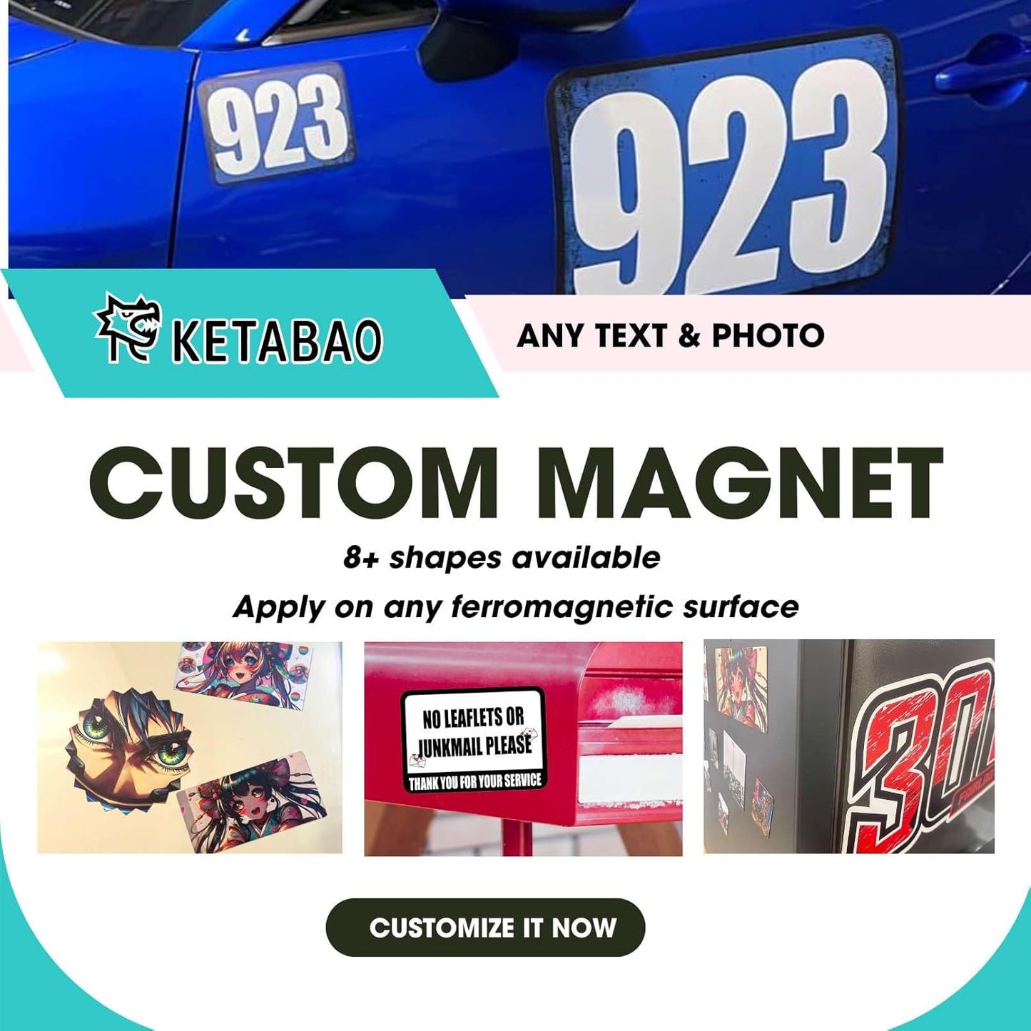 KETABAO – 16" Customized Heart Photo Magnets - Personalized Refrigerator and Car Magnets for Home and Office Decor