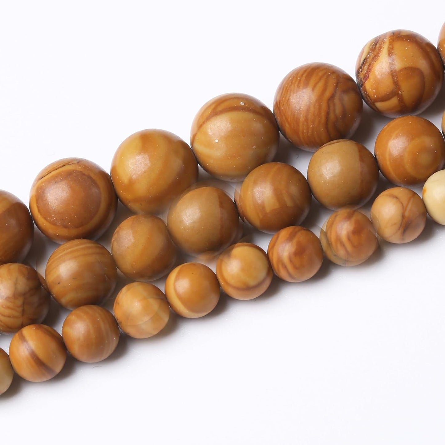 Yellow Woodgrain 6mm Stone Beads for Jewelry Making DIY Craft Gemstone Beads Kit (6mm, 60pcs) Smooth Healing Crystal Beads for Bracelets, Necklaces, Home Decor