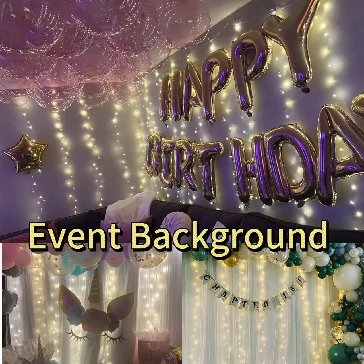 300LED Fairy Curtain Lights, 9.8x9.8Ft Warm White USB Plug in 8 Modes & Timer Christmas String Hanging Lights with Remote for Bedroom Indoor Outdoor Weddings Party Wall Decorations(Warm White)