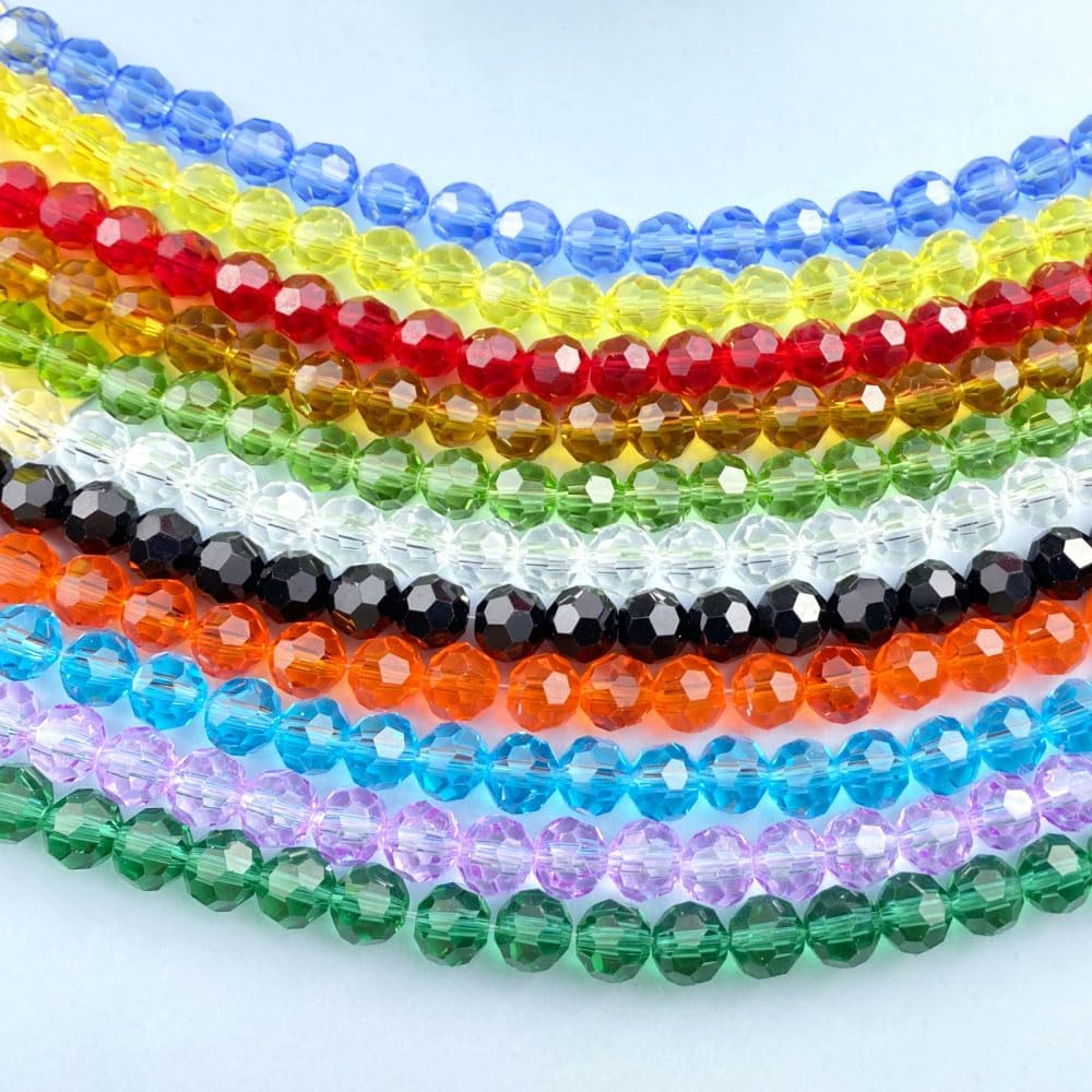 50 PCS 10mm Crystal Glass Beads Round Multiple Faceted Loose Spacer Glass Beads for DIY Handcrafte Bracelet Necklace Earring Jewelry Making(Multicolor)