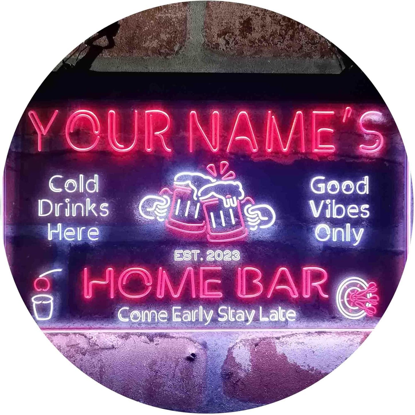ADVPRO Personalized Your Name Custom Home Bar Beer Established Year Dual Color LED Neon Sign White & Red 16 x 12 Inches st6s43-p1-tm-wr