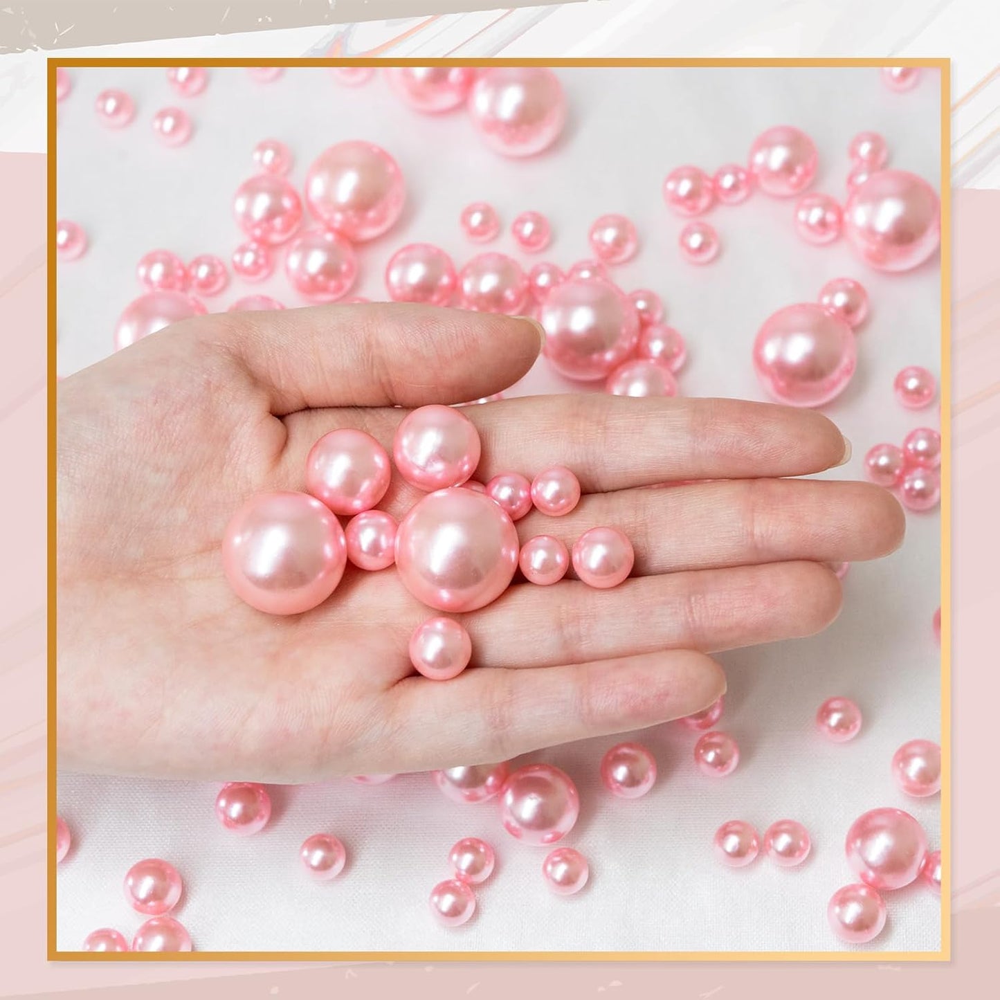 300Pcs Vase Filler Lightpink No Hole Faux Pearl Beads for Vase Filling Decorations, Candle Centerpieces, Wedding Centerpieces, Home Party Decor (8/14/20mm)