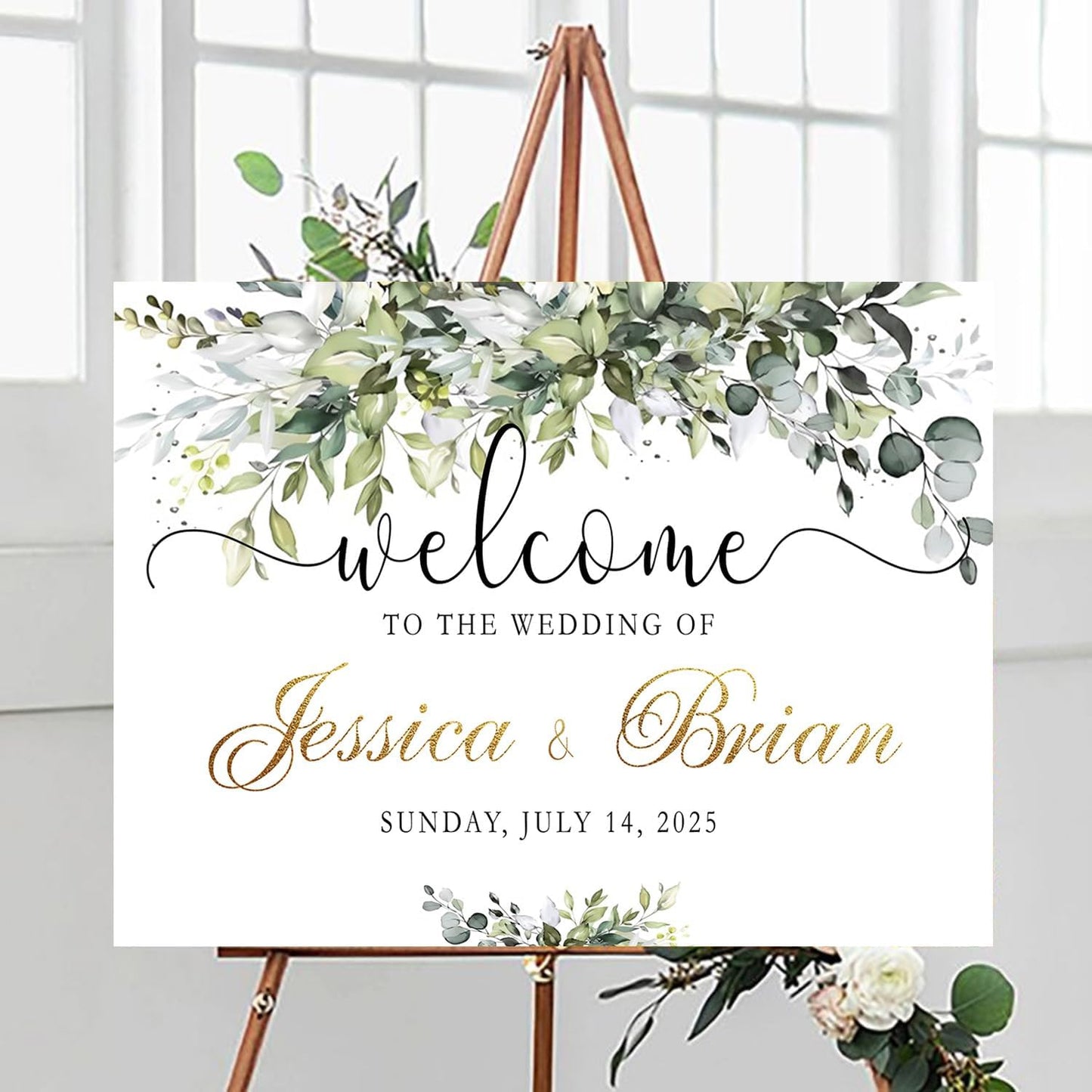 Personalized Welcome to Our Wedding Sign With Stand - Rustic Ceremony Decor and Reserved Signs