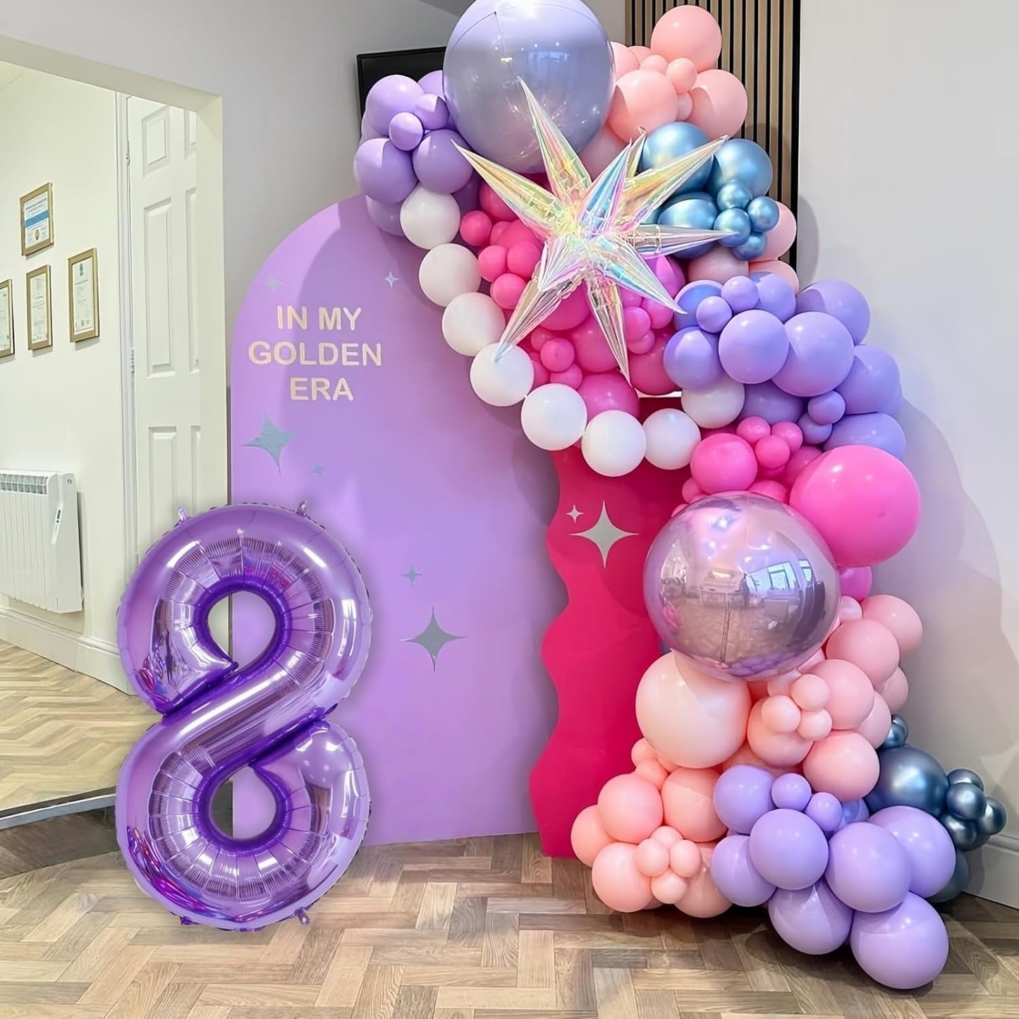 Purple 3 Balloon Number,40 Inch Number 3 Balloon Big Purple 3 Foil Mylar Helium Balloon for Birthday Party Decorations