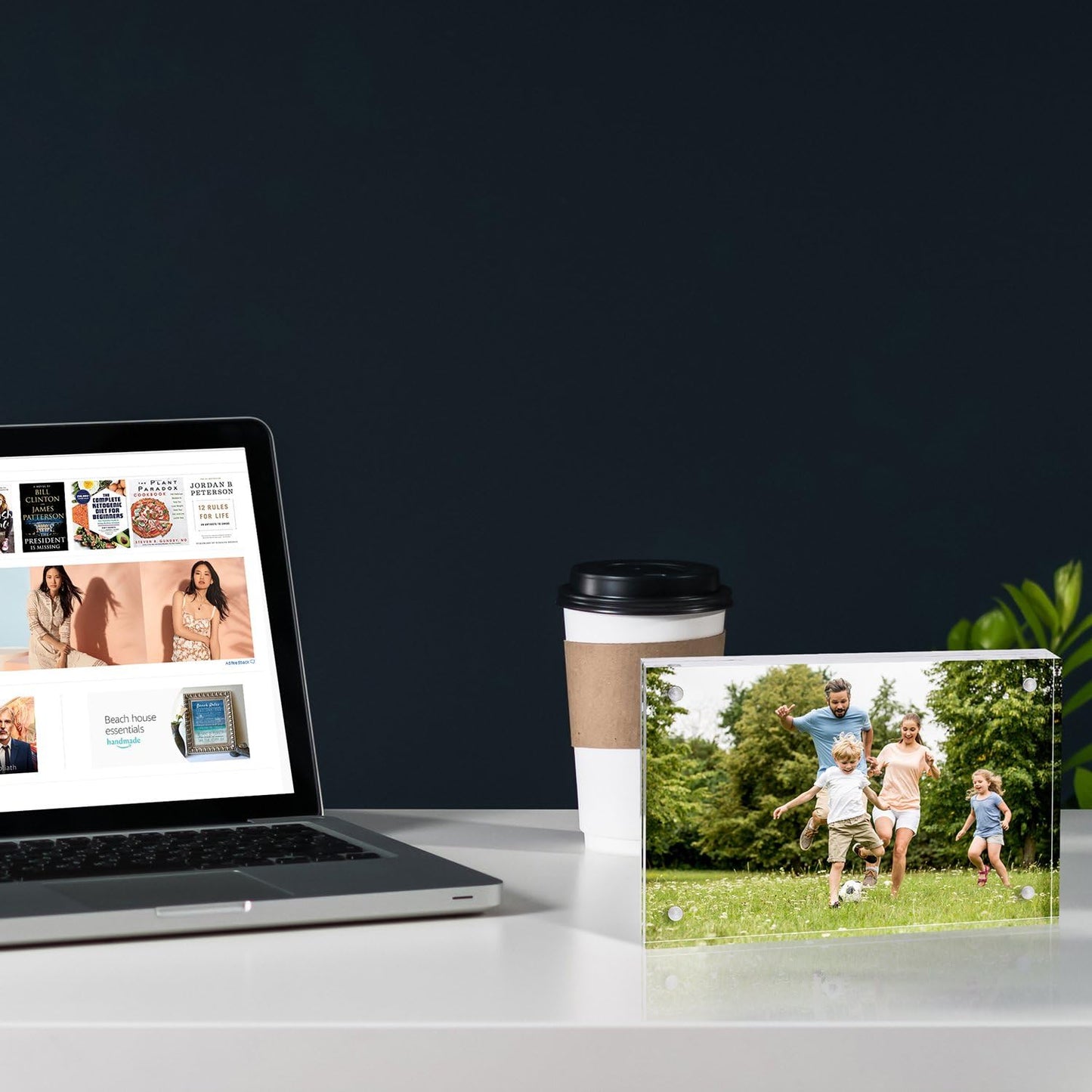 Meetu Acrylic 5x5 Picture Frame 5 Pack Clear Two Sided Desk Photo Frame Magnetic Frame Inner Size 4x4 with Gift Pack for Display Family Pictures Baby Photos Friends Pictures Pet Dog Picture