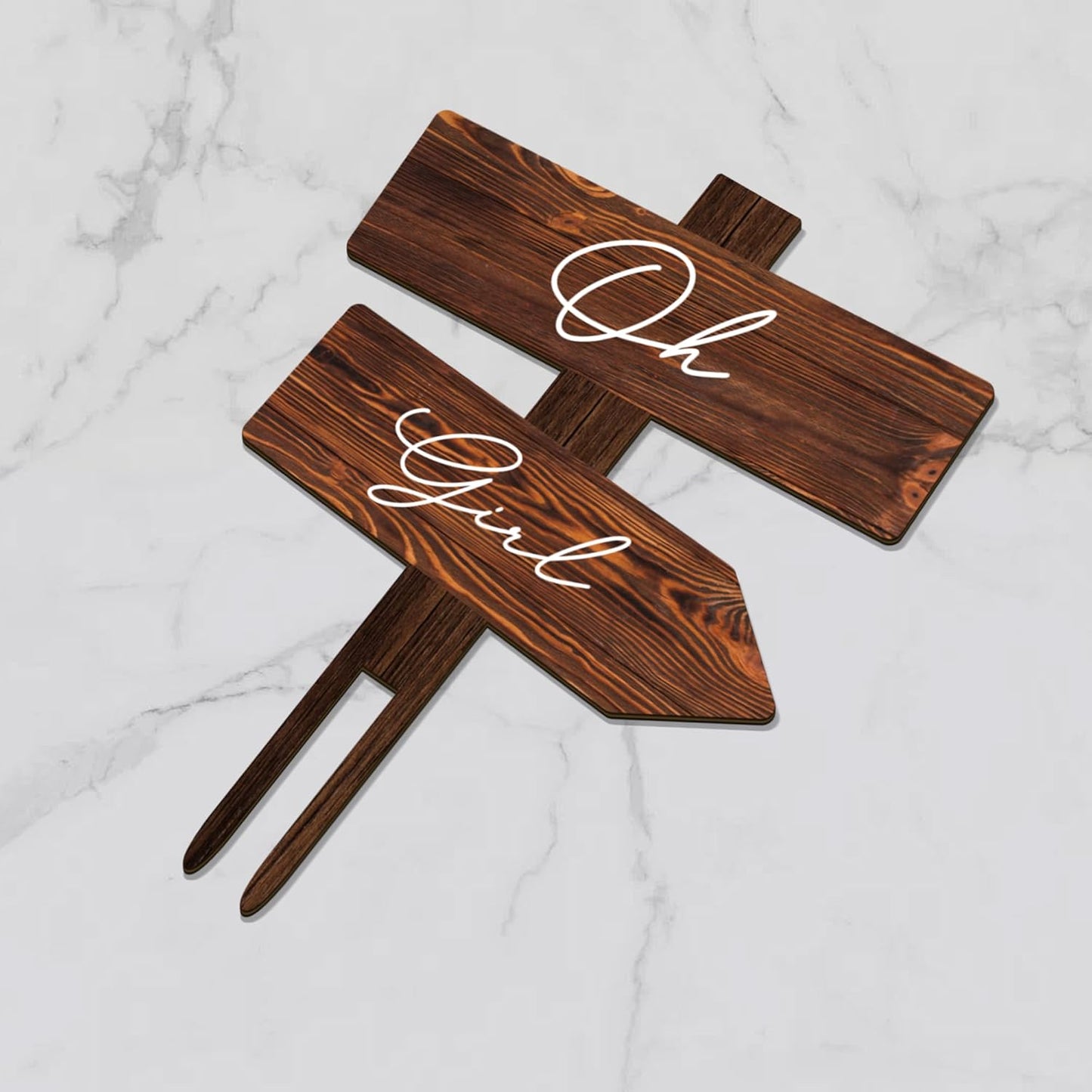 Rustic Oh Girl Cake Topper in Wood Baby Shower Gender Reveal Party Cake Decoration