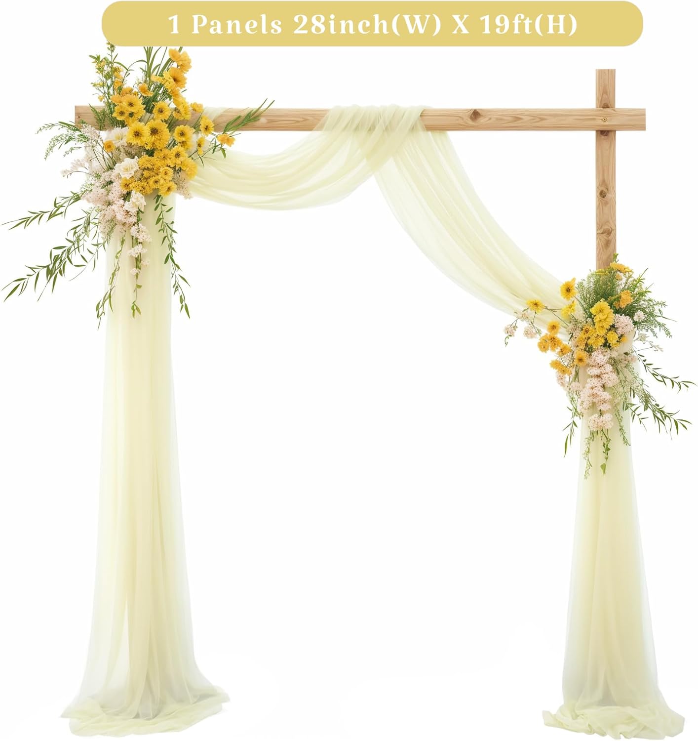 1 Panels Wedding Arch Draping Fabric Ivory Sheer Backdrop Curtain Arch Drape for Wedding Ceremony Reception,Bridal Shower Party Decorations 28" X 19ft