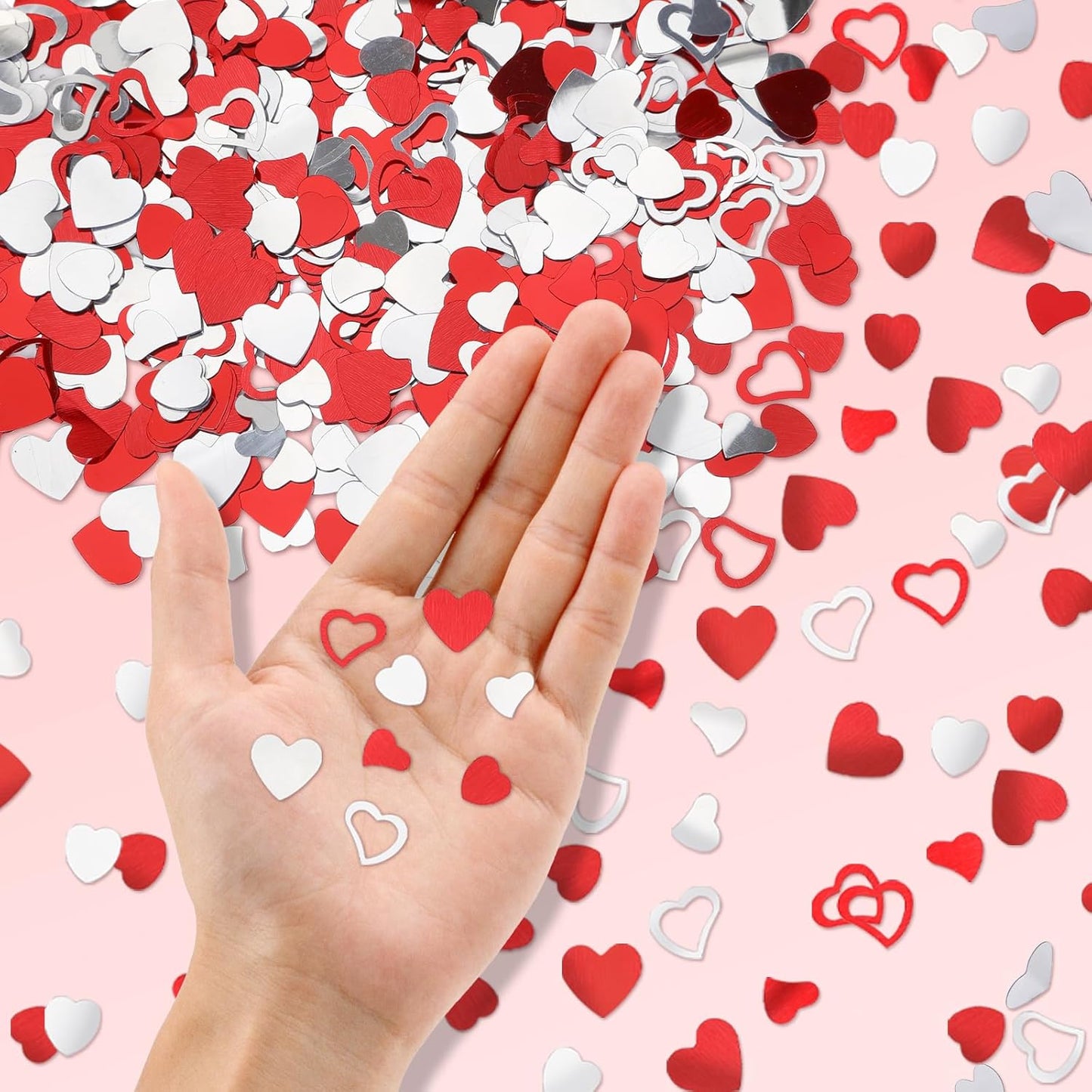 MARFOREVER Valentines Day Confetti, Red Heart Glitter Confetti Valentine's Day Metallic Foil Heart Love Table Scatter Sprinkles Sequins for Wedding Bridal Shower Birthday Party Favors Decorations