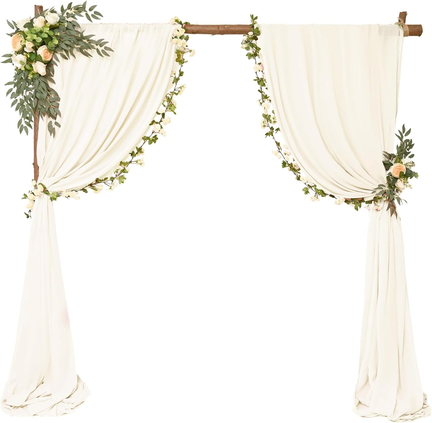 4 Panels Wedding Arch Draping Fabric 28" x 20 Ft Nuptials Arch Drapes Chiffon Fabric Drape Sheer Backdrop Curtain for Wedding Party Ceremony Birthday Swag Arbor Drapery Reception Ceiling Decor(Ivory)