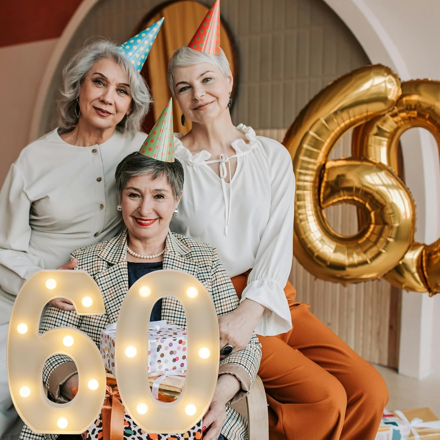 Decorative Led Light Up Numbers, 60th Birthday Decorations, Warm White Led Numbers Lights, Lighted Marquee Number Sign for Sweet 60th Party Decor