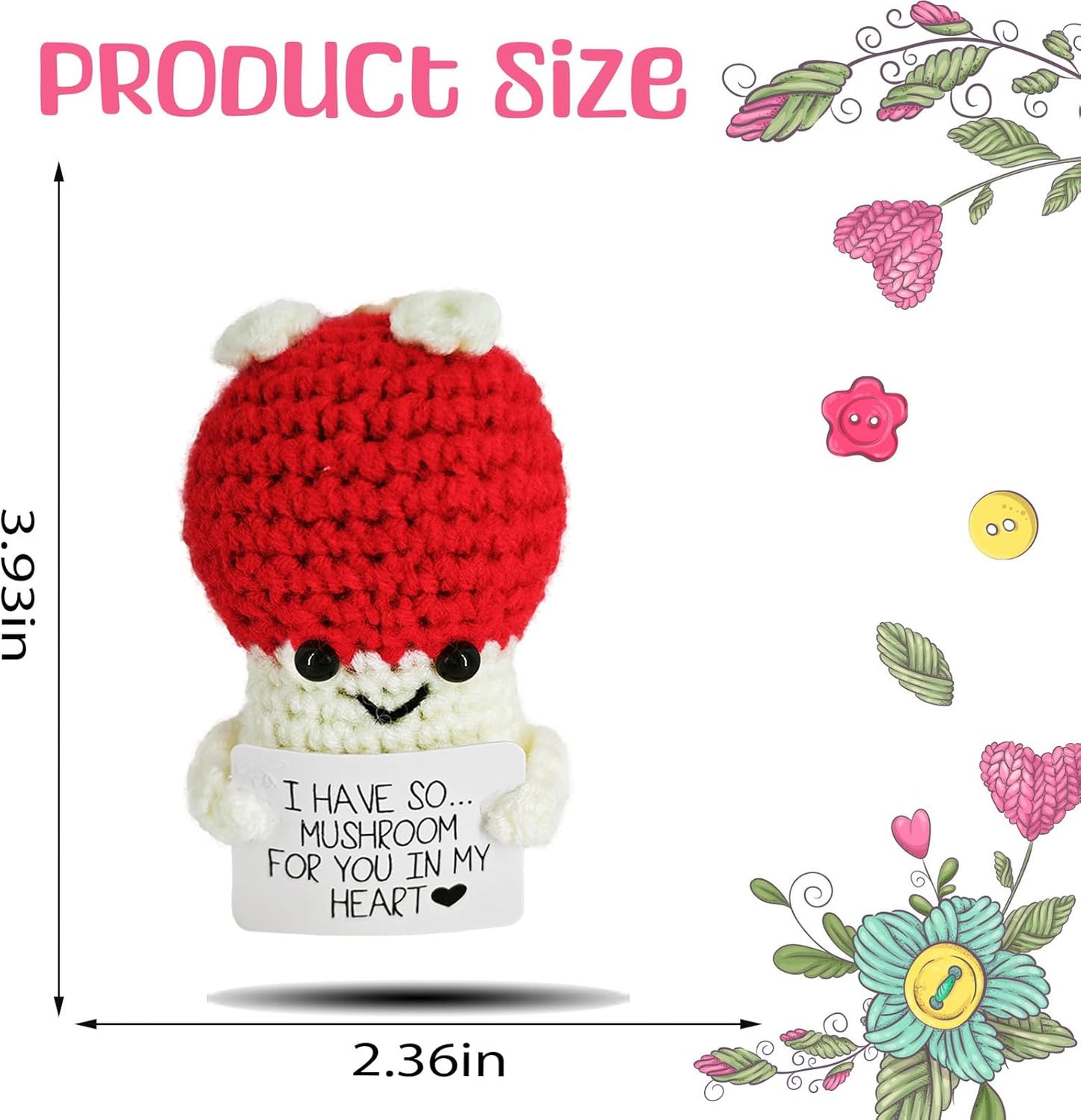 Crochet Emotional Support Mushroom-Handmade Mental Health Gifts for Friends,Family-Uplifting Gifts for Grandpa,Grandma Mom,Dad,Teens