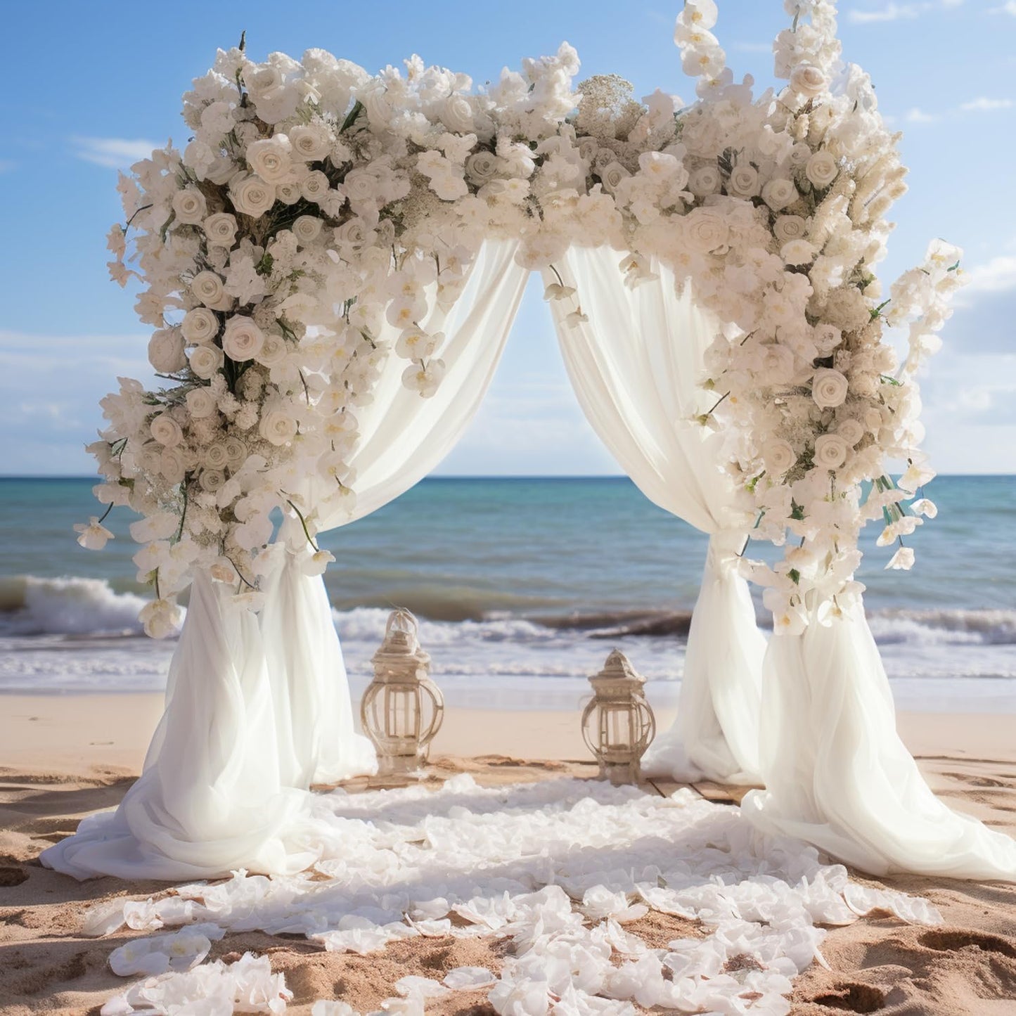 Wokceer Wedding Arch Draping Fabric 6 Panels 28.7" x 20FT Ivory Drapes Sheer Fabric Backdrop Arch Draping for Wedding Ceremony Birthday Party Bridal Shower Decoration