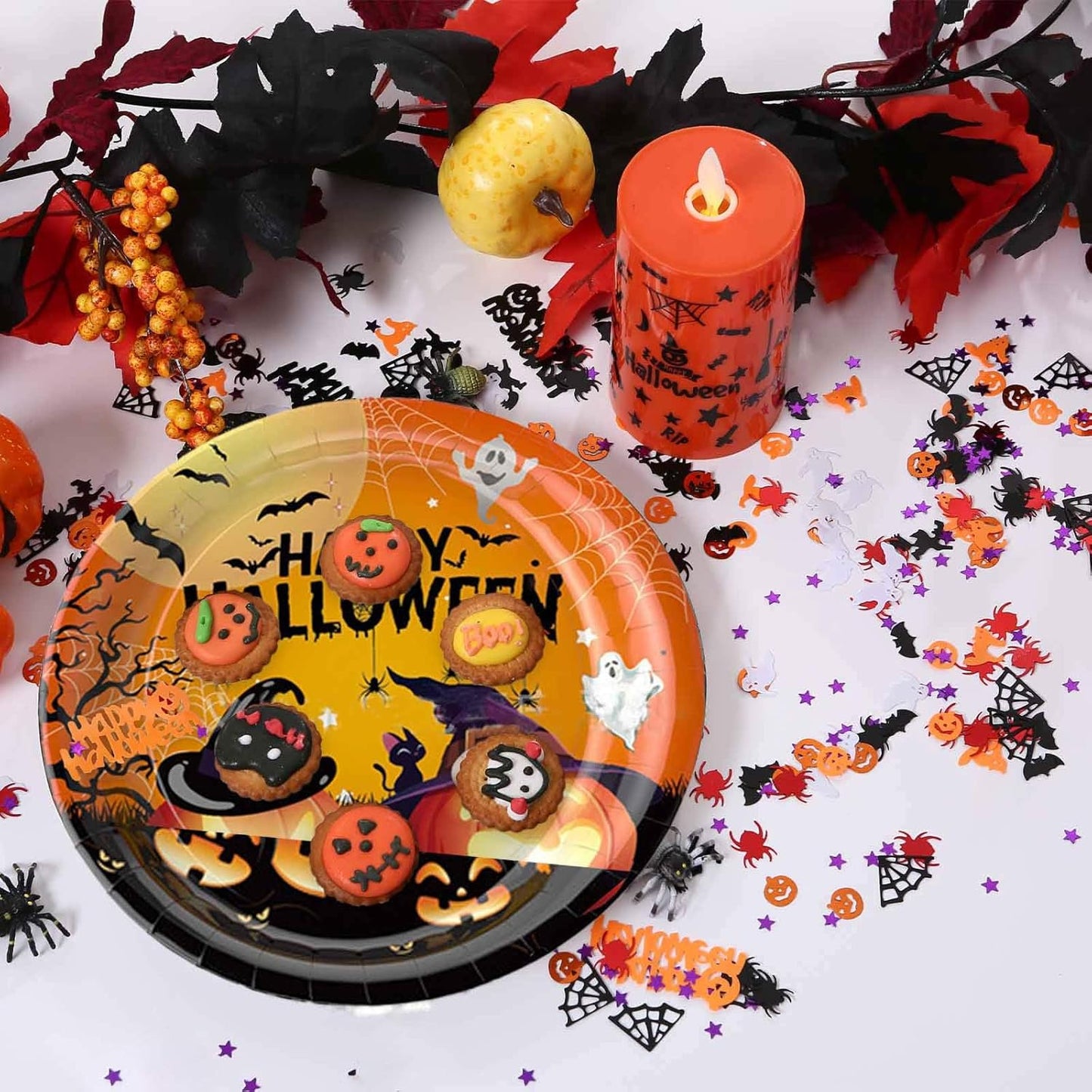 Halloween Party Scatter - Pumpkin Glitter, Spider Webs Star Confetti, Trick or Treat Sprinkles, 60g