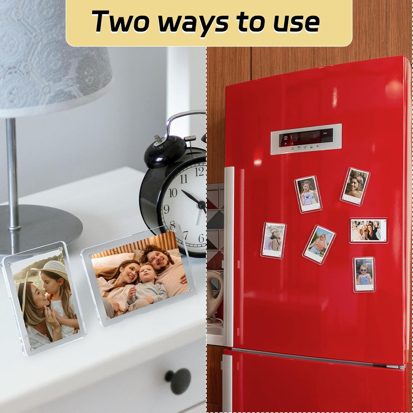 6 Pack Acrylic Magnetic Picture Frames 2x3, Refrigerator and Desktop Photo Frames Combine, Vertical and Horizontal Clear Display Compatible with Fujifilm Instax Mini for Fridge/Table/Locker