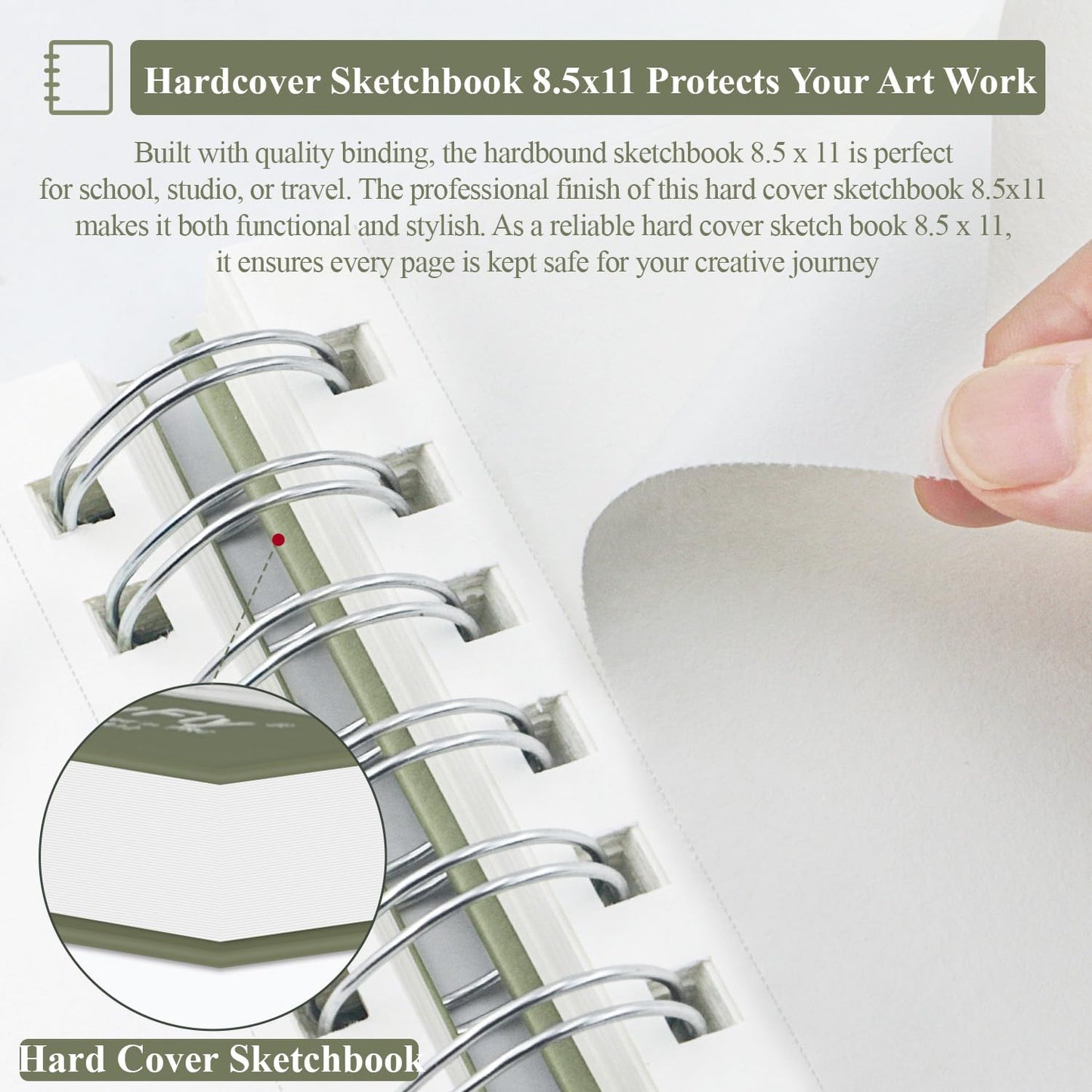 Sketch Book 8.5 x 11, Sketch Pad, Pack of 1 (68lb/100gsm), 100 Sheets Spiral Sketchbook, Acid Free Drawing Paper, Sketch Pads for Drawing for Adults, Art Paper for Drawing and Painting for Kids.