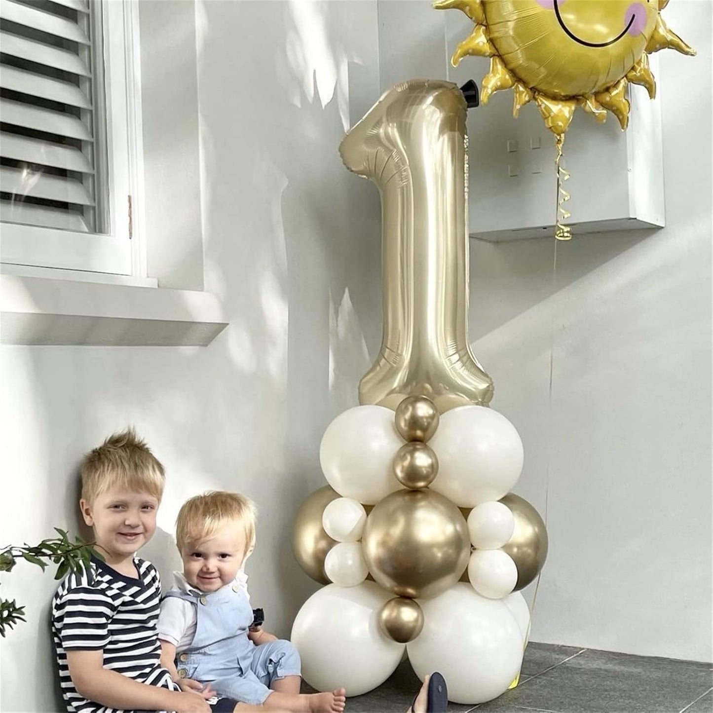 Champagne Gold Number 1 Balloons, 40 In Large Light Gold Number 1 Foil Helium Balloons for Girls Women, Self Inflating Number Balloons 0-9 for Men Boys 1st 10th Birthday Anniversary Party Decoration