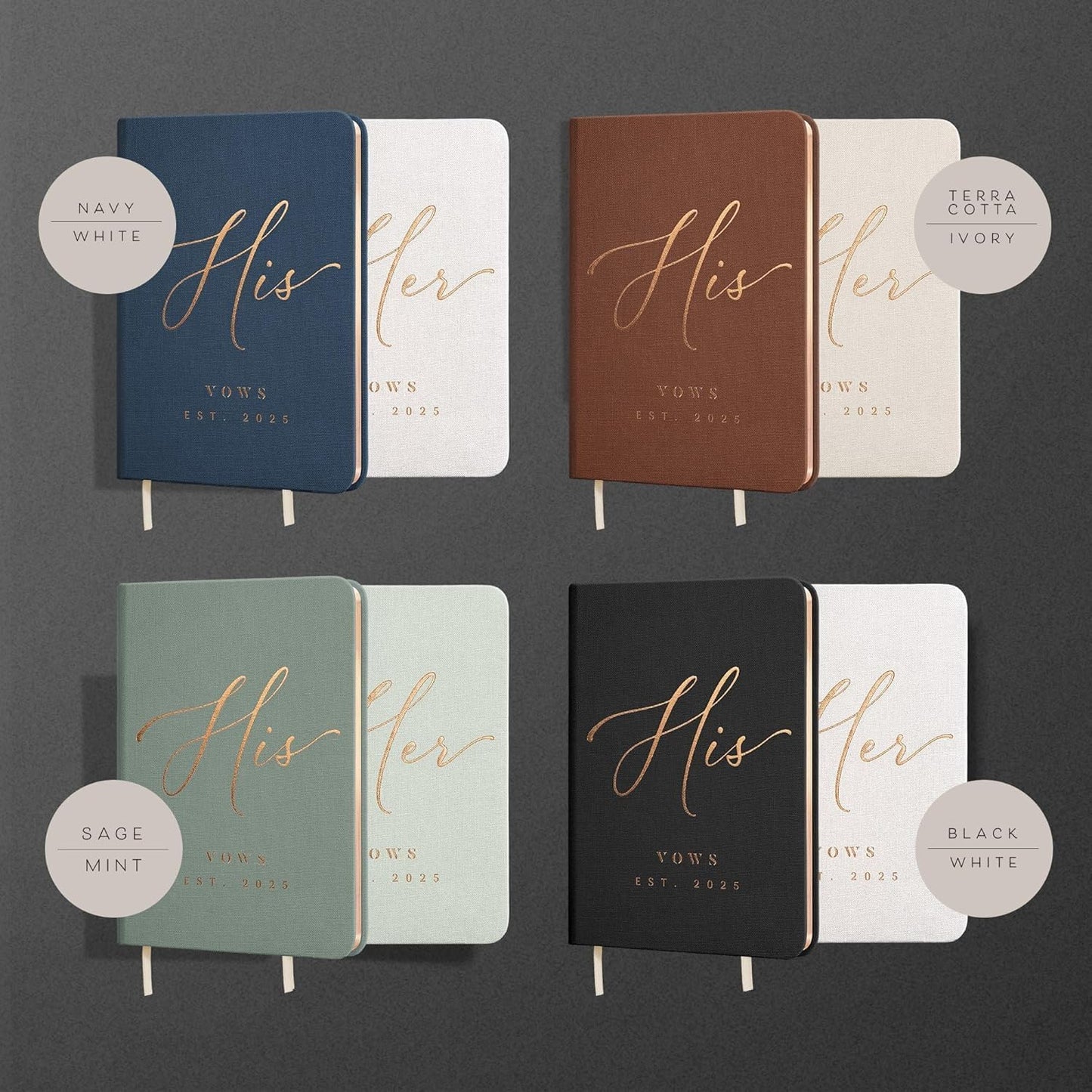 Personalized 2025 Vow Books His & Hers - Mint & Sage Linen Wedding Vow Books Ideal as Wedding Accessories for Brides & Grooms, His & Hers Gifts - Wedding Registry Must Haves 2025 & Elopement Essentials