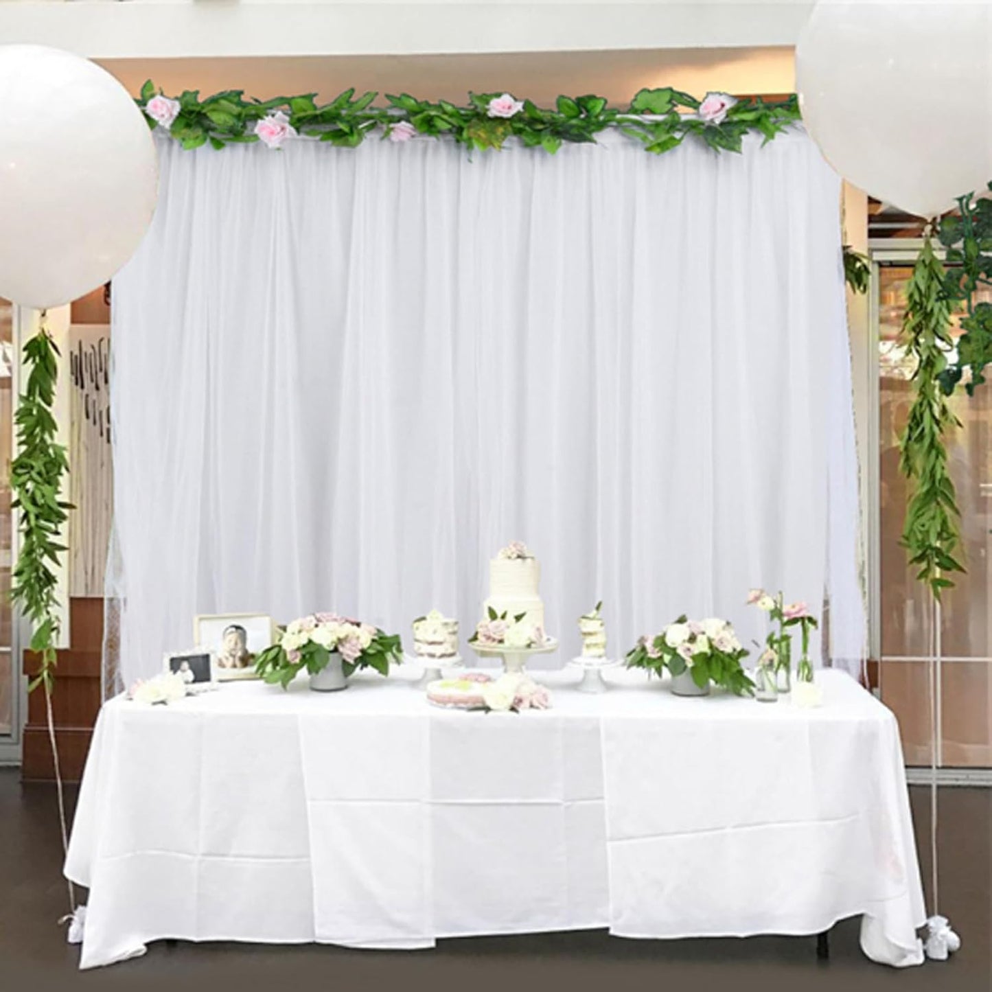 2 Pack White Backdrop Curtain for Wedding Photo Photoshoot Birthday Party Christmas Decorations (60" W x 120" L (Pack of 2))