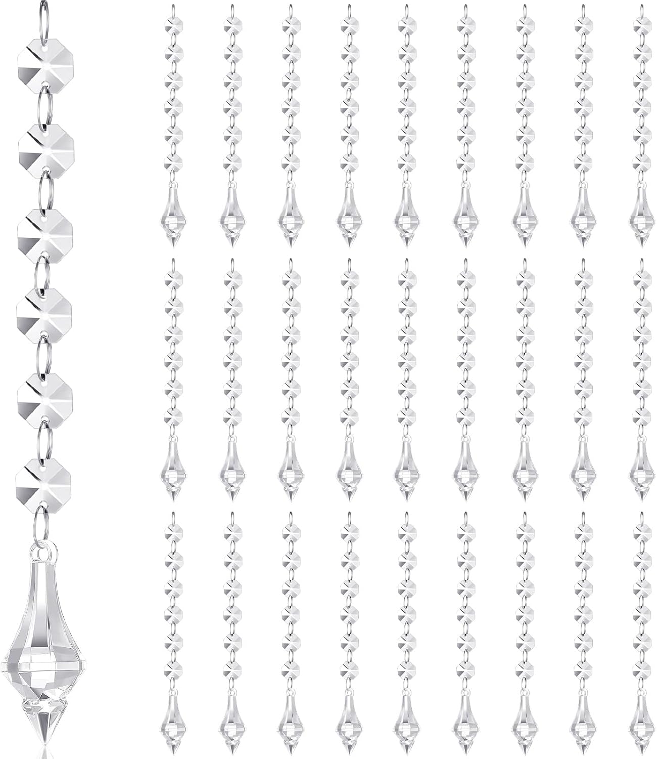 Nuenen 100 Pcs Acrylic Hanging Crystals for Centerpieces Chandelier Clear Crystal Garland Strands Ornament Acrylic Clear Beads Prisms Pendant for Christmas Tree Window Home Decoration(Lantern)