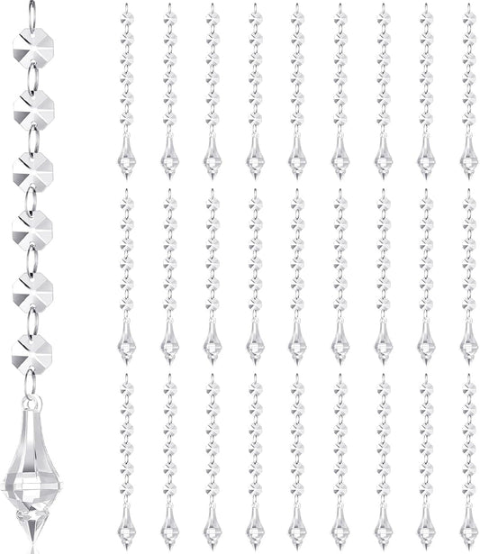 Nuenen 100 Pcs Acrylic Hanging Crystals for Centerpieces Chandelier Clear Crystal Garland Strands Ornament Acrylic Clear Beads Prisms Pendant for Christmas Tree Window Home Decoration(Lantern)