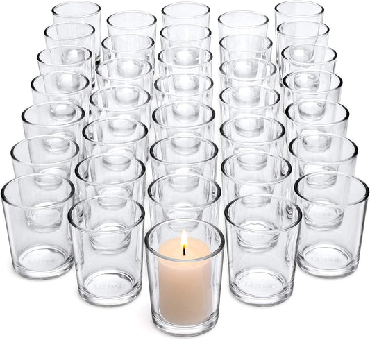LETINE 72-Pack Votive Candle Holders Designed for Wedding Decor - Glass Candle Holder & Tea Lights Candle Holder - Candle Holders for Christmas, Wedding Centerpieces, Thanksgiving
