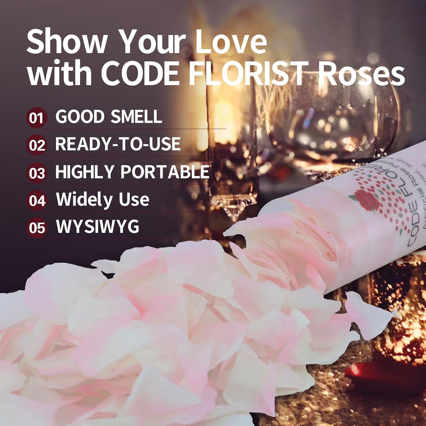 CODE FLORIST 1100 PCS Silk Rose Petals for Valentine's Day,Fake Rose Petals for Romantic Night,Wedding,Proposal Anniversary Flower Decorations(Separated,Scented,Champagne Pink)