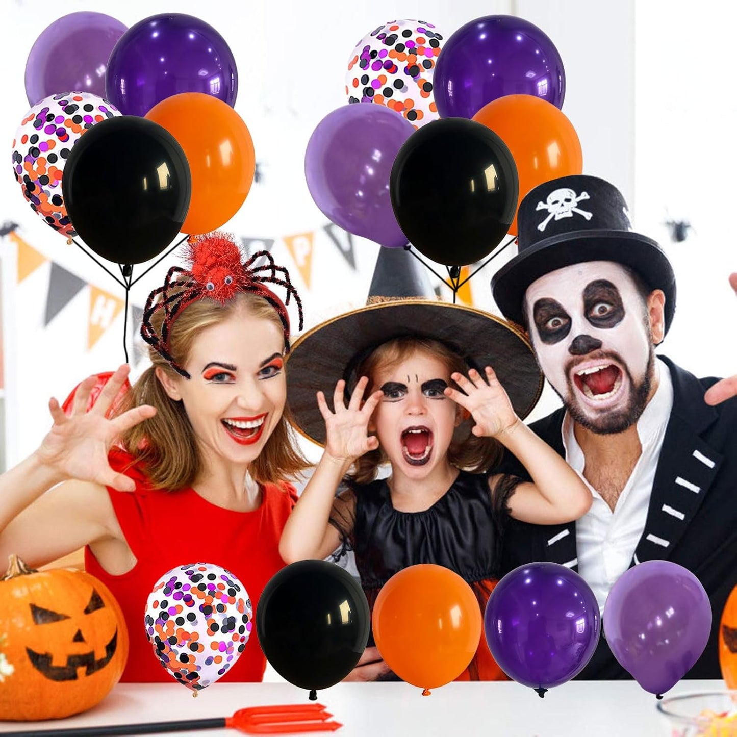 60Pcs Black Orange Purple Balloons, 12 Inch Balloon Purple Black Orange Party Balloons with Confetti Latex Helium Balloon for Birthday Festival Party Decoration Halloween Theme Party Indoor Outdoor