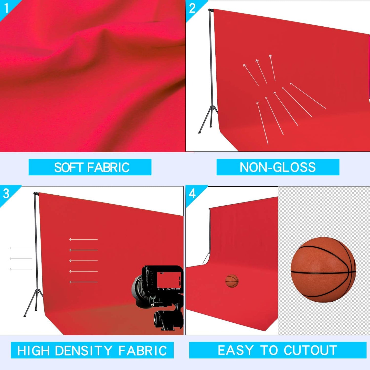 ISSUNTEX 10X20 ft Background Muslin Backdrop, Photo Studio, Collapsible High Density Screen for Video Photography and Television-Red