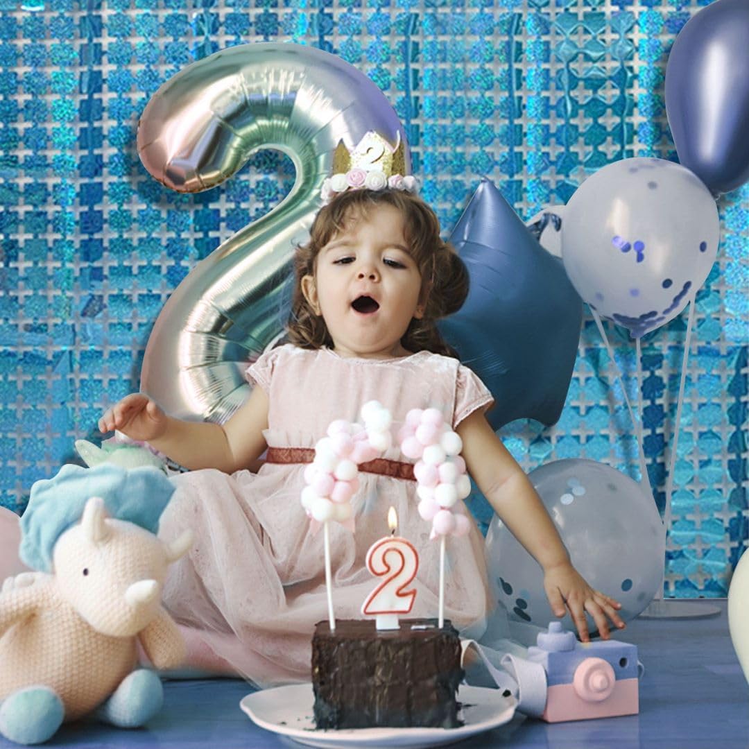 Blue Foil Fringe Curtains Backdrop Blue Streamers Party Decorations for Frozen Birthday Under The Sea Parties Bachelorette Fishing Pool Beach Ocean Theme, Pastel Wall Decor Hanging Door Decorations