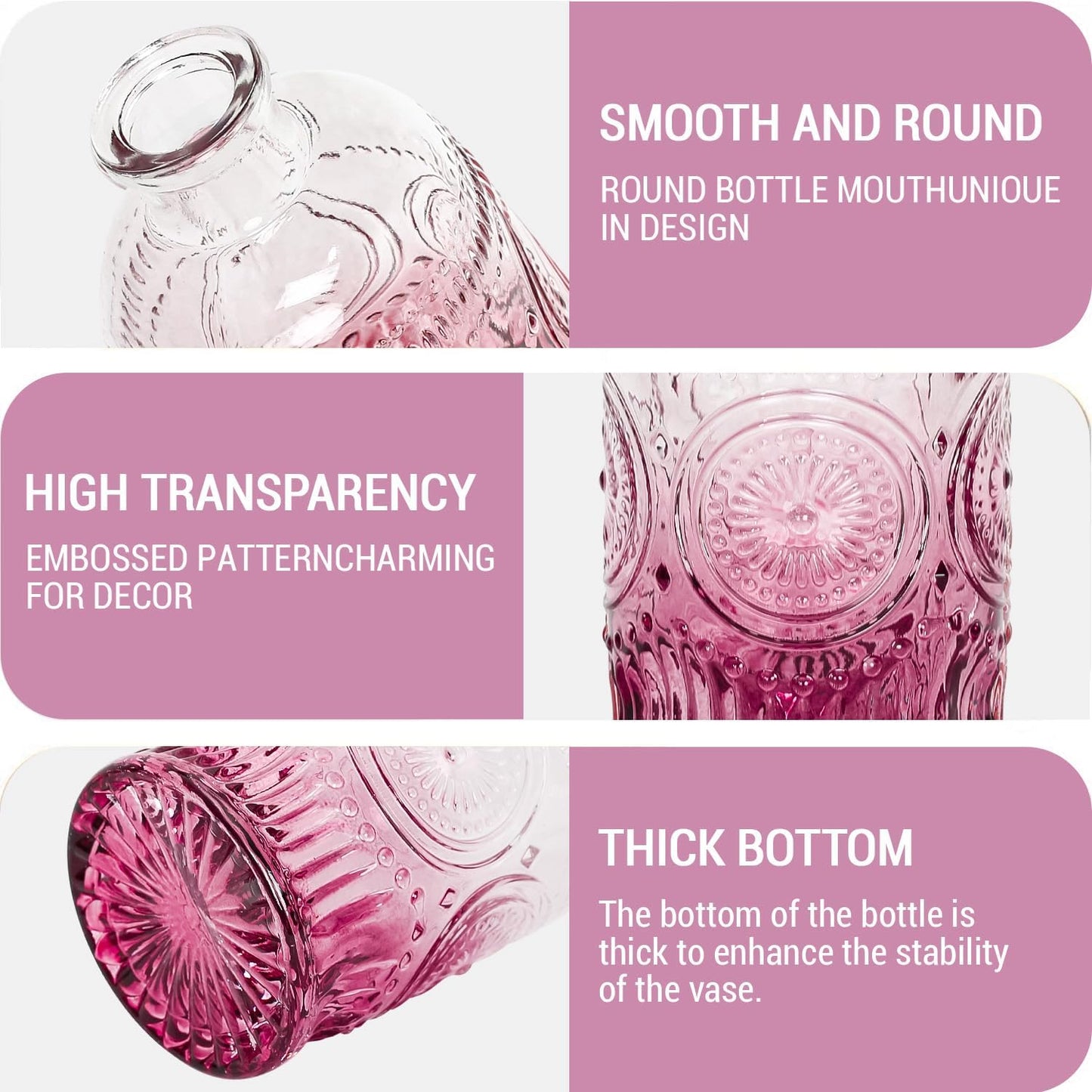 Mini Bud Vases Set of 12 As Wedding Centerpieces for Tables,Clear Bud Vases for Flowers,Small Flower Vases Suitable for Birthday Party,Anniversary,Wedding Reception,Baby Shower (Purple)