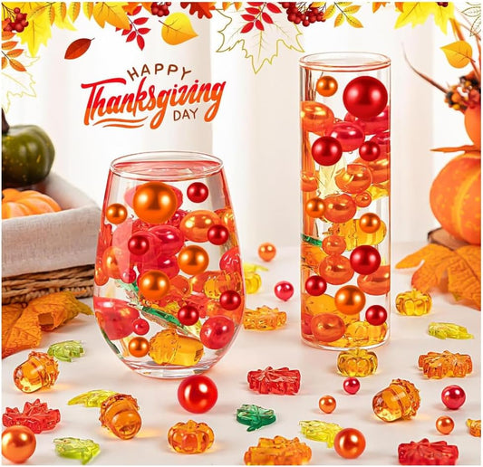 120Pcs Fall Vase Filler, Thanksgiving Faux Pearls for Vase Filler for Vases for Thanksgiving Halloween Fall Table Centerpieces