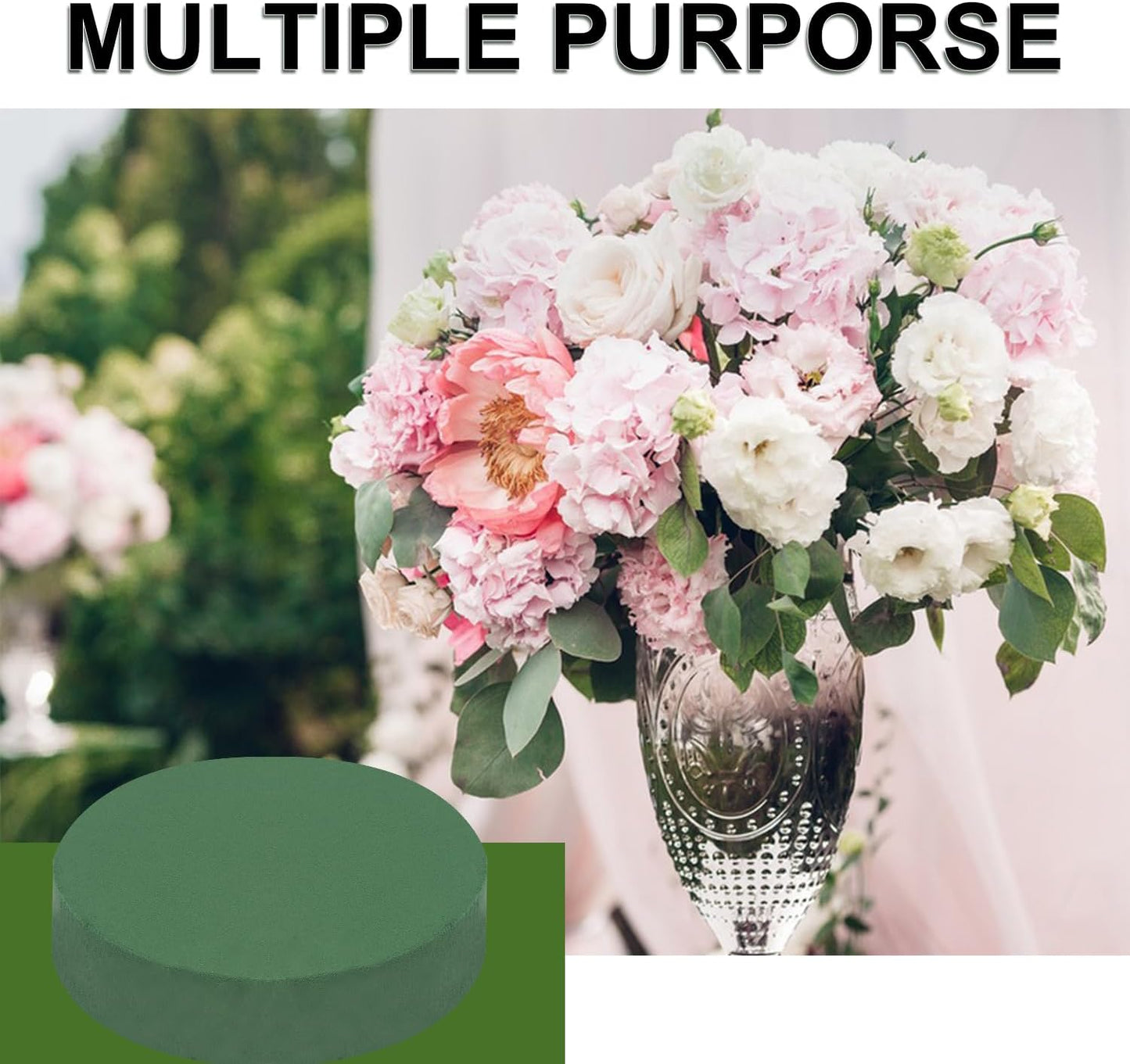IHDYPPEW 10 PCS Superior Floral Foam Blocks, 6.5 Inch Large Dry Green Foam for Flower Arrangements Exquisite Flower Arrangements- Round Oasis Foam Blocks for Florists and Craft Lovers