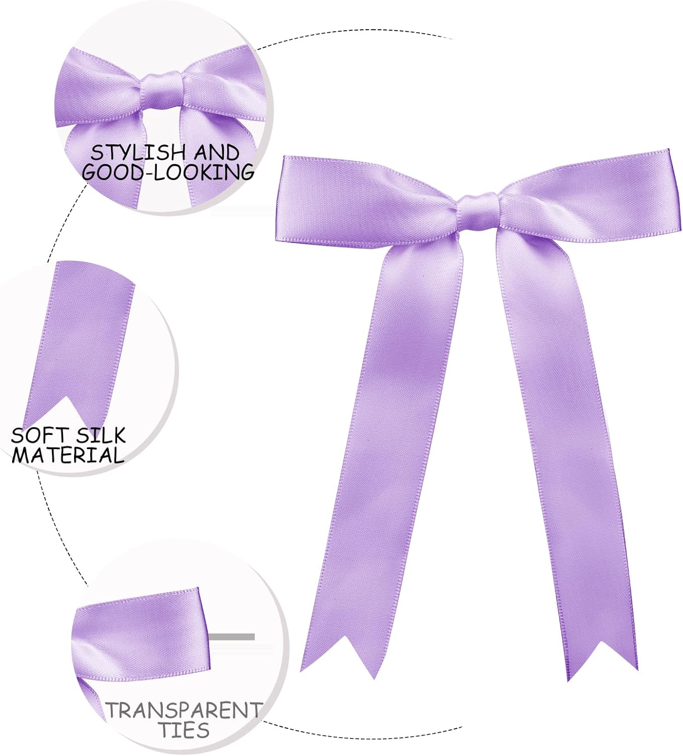 30 Pcs Satin Light Purple Bows with Twist Tie, 5x7 Inchfor Gift Wrapping Cake Treat Bags Craft DIY Gift, Birthday Decorations, Balloons & Garland Home Decor