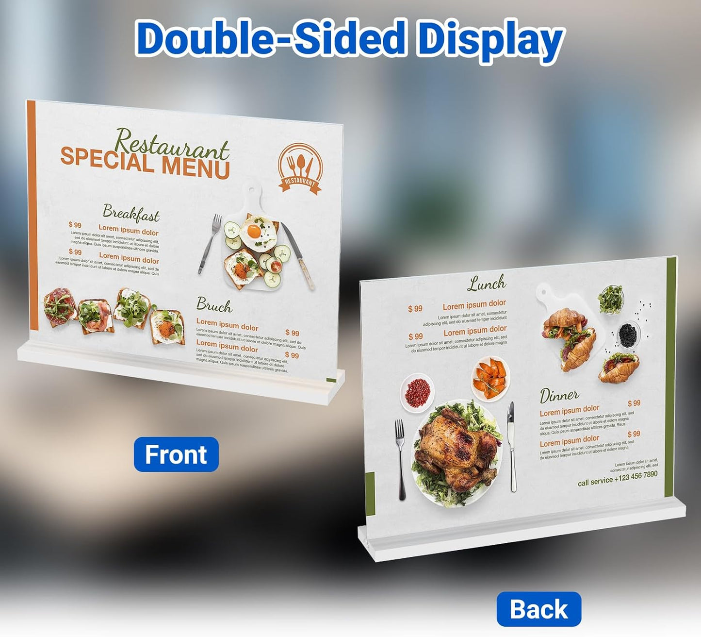 6 Pack Acrylic Sign Holder 11 x 8.5 Horizontal, Double-Sided Clear Sign Holder Plastic Stands for Display, T Shape Acrylic Table Sign Stands for Office Store Restaurants Wedding Party Decoration