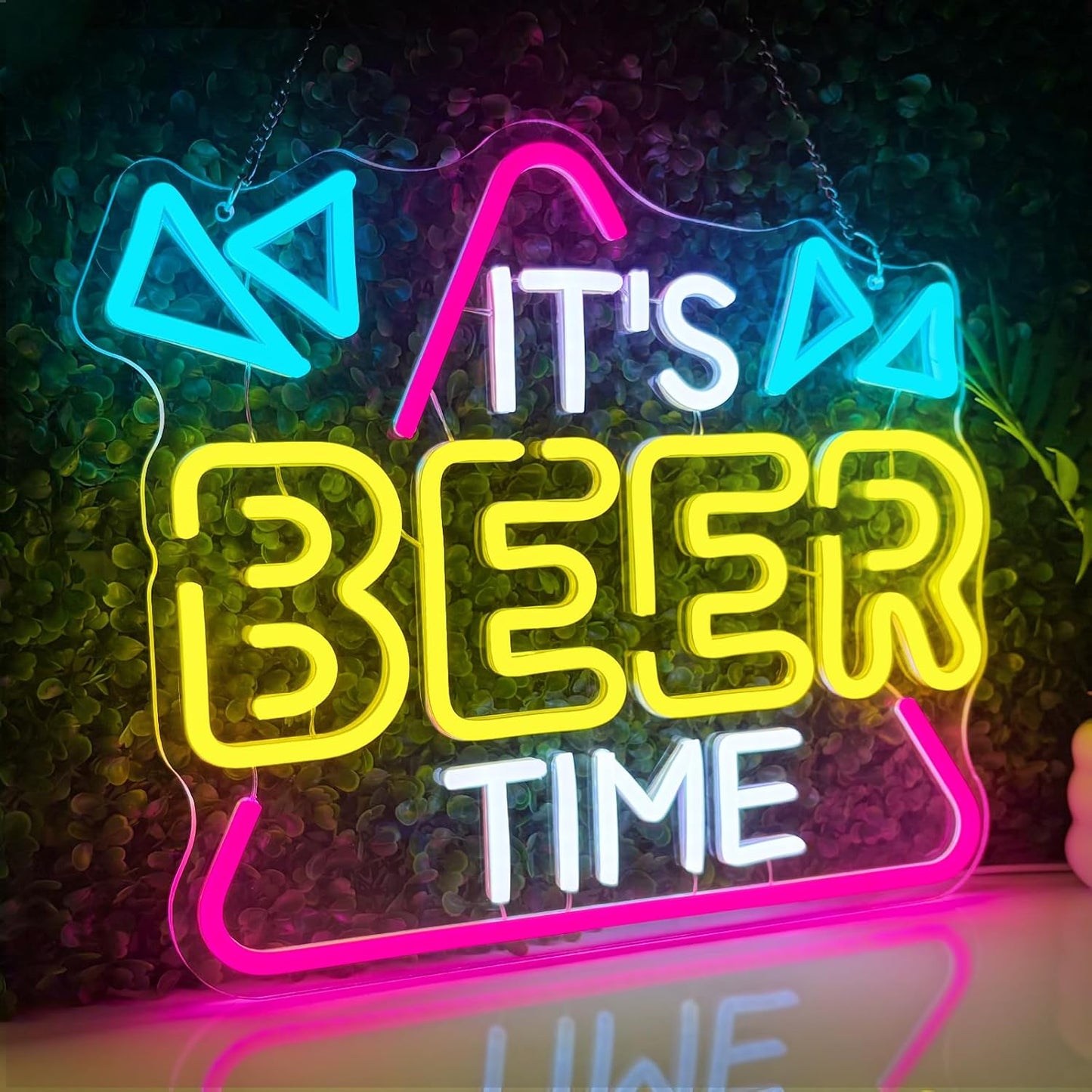 Beer Neon Sign for Wall Decor, Neon Lights Bar Sign for Home Bar Pub Home Party Man Cave Club, IT'S BEER TIME Neon Light Dimmable Decoration USB Powered with Switch