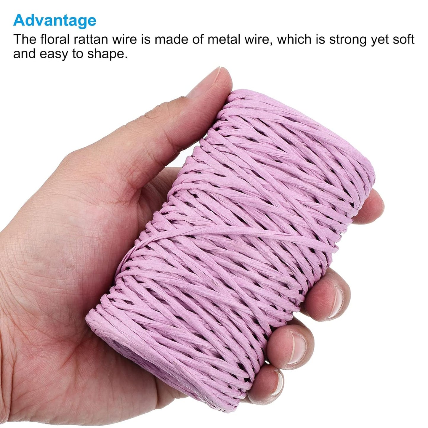 PATIKIL 164 Feet Floral Bind Wire Wrap Twine, 2mm Florist Wire Iron Wire Paper Covered Vine Wrapping Binding Wire for Flower Bouquets, Purple