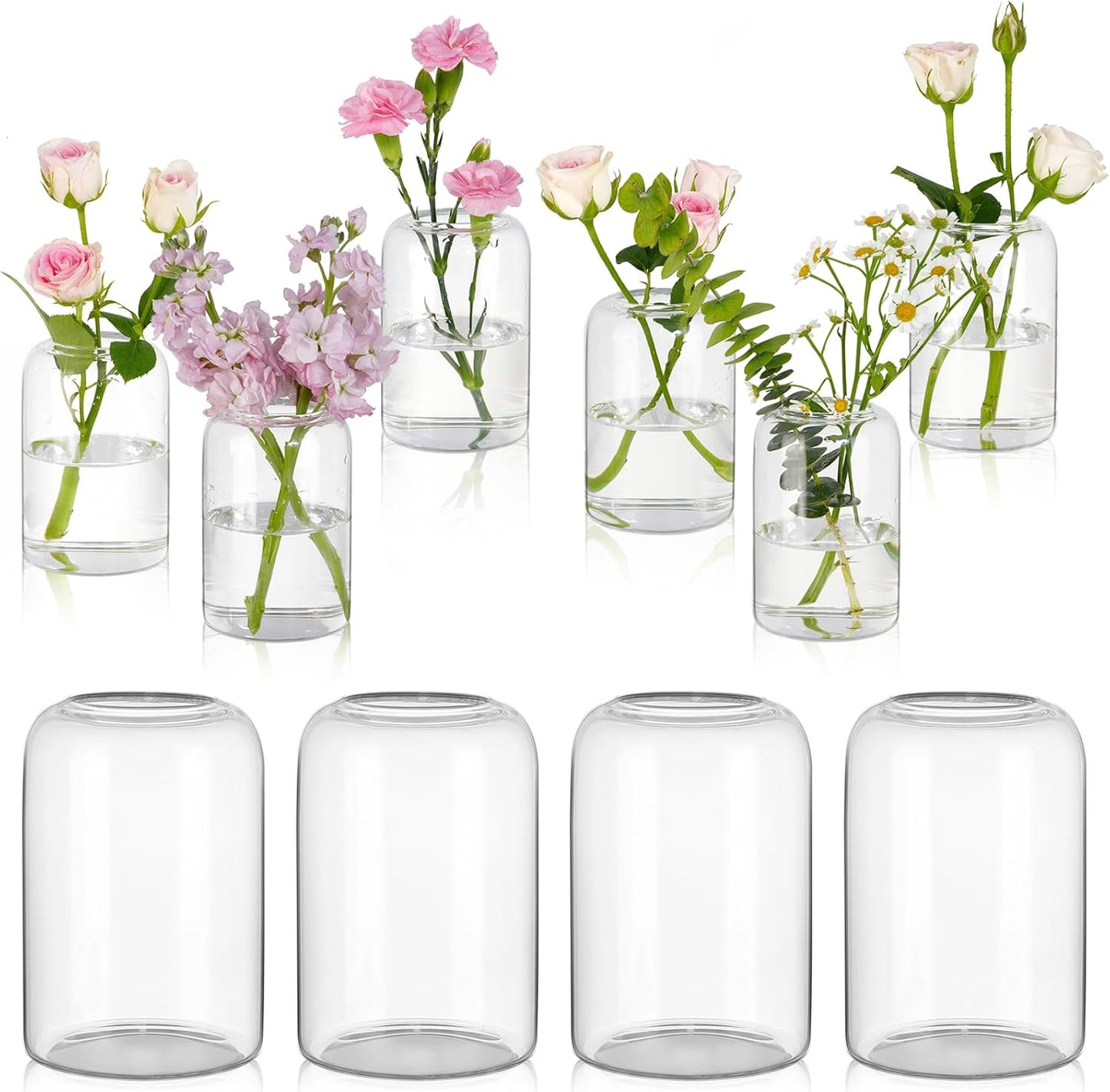 Small Glass Flower Vases, Set of 10 Clear Bud Vases for Centerpieces Mini Vase Bulk for Flowers for Wedding Birthday Party Housewarming Valentines' Day Table Centerpiece Decor