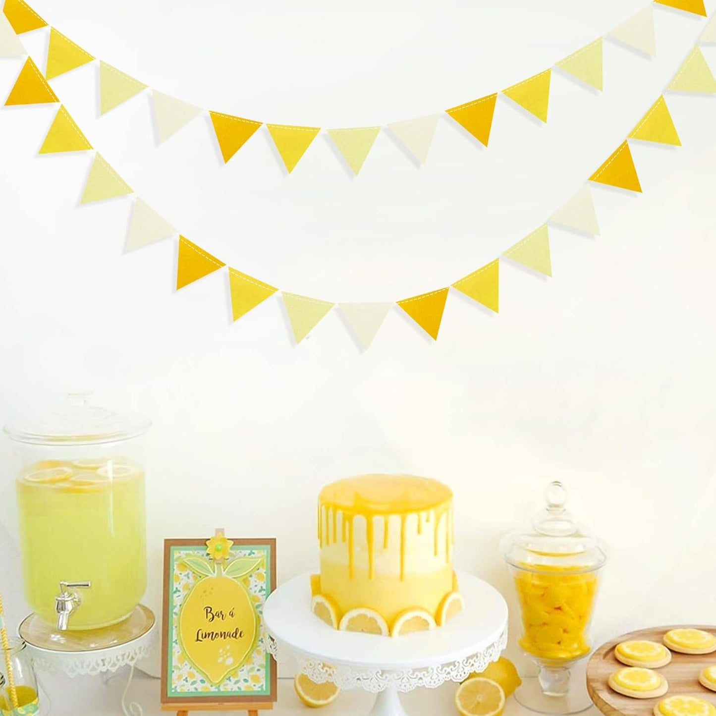 Yellow Party Decorations Ombre Yellow Felt Hanging Triangle Mini Bunting Pennant Banner Flag for Birthday Wedding Baby Shower Bridal Shower Engagement Lemon Bee Sunflower Party Classroom Nursery Decor